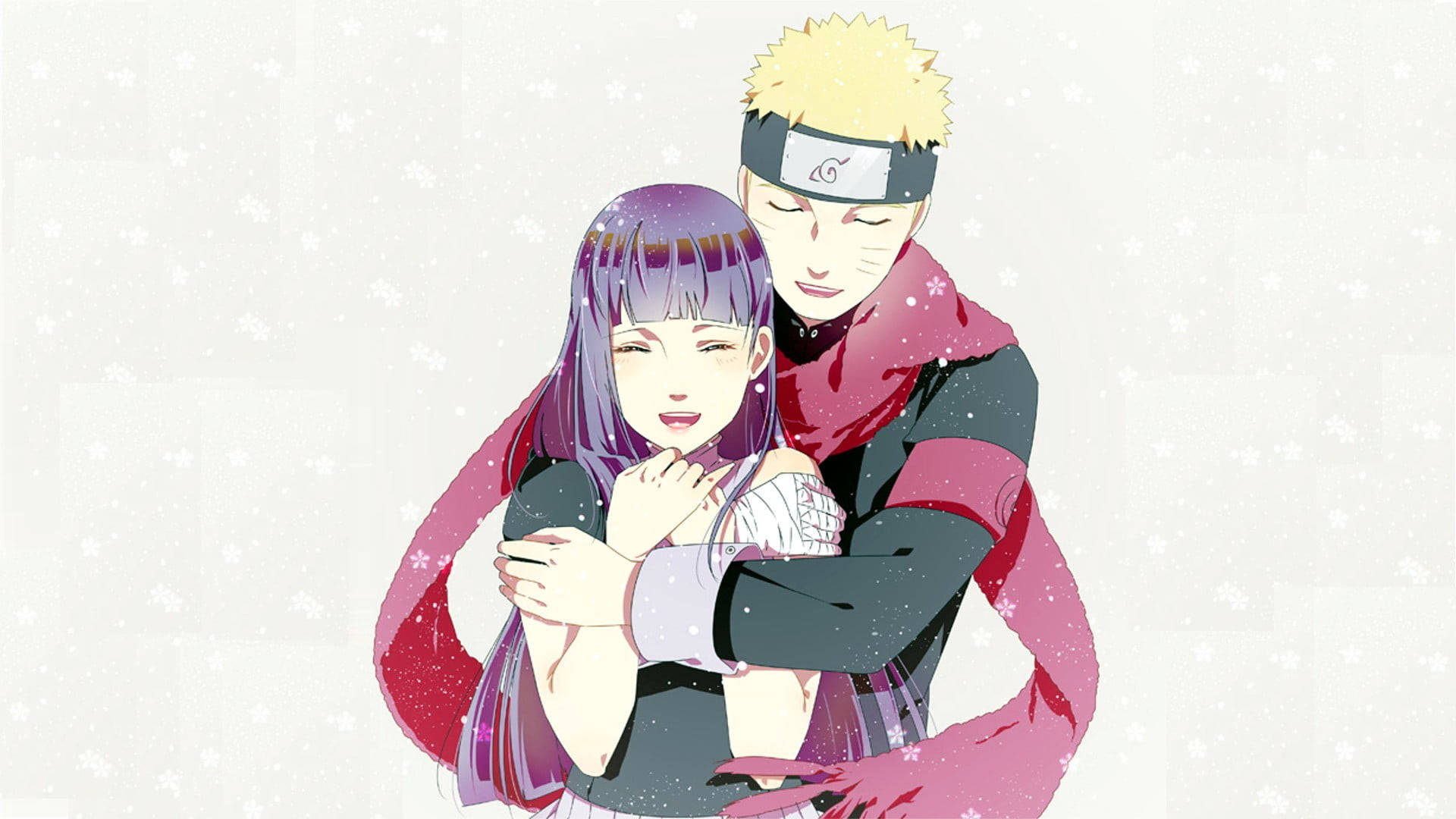 Naruto y Hinata con bufanda roja Fondos de pantalla