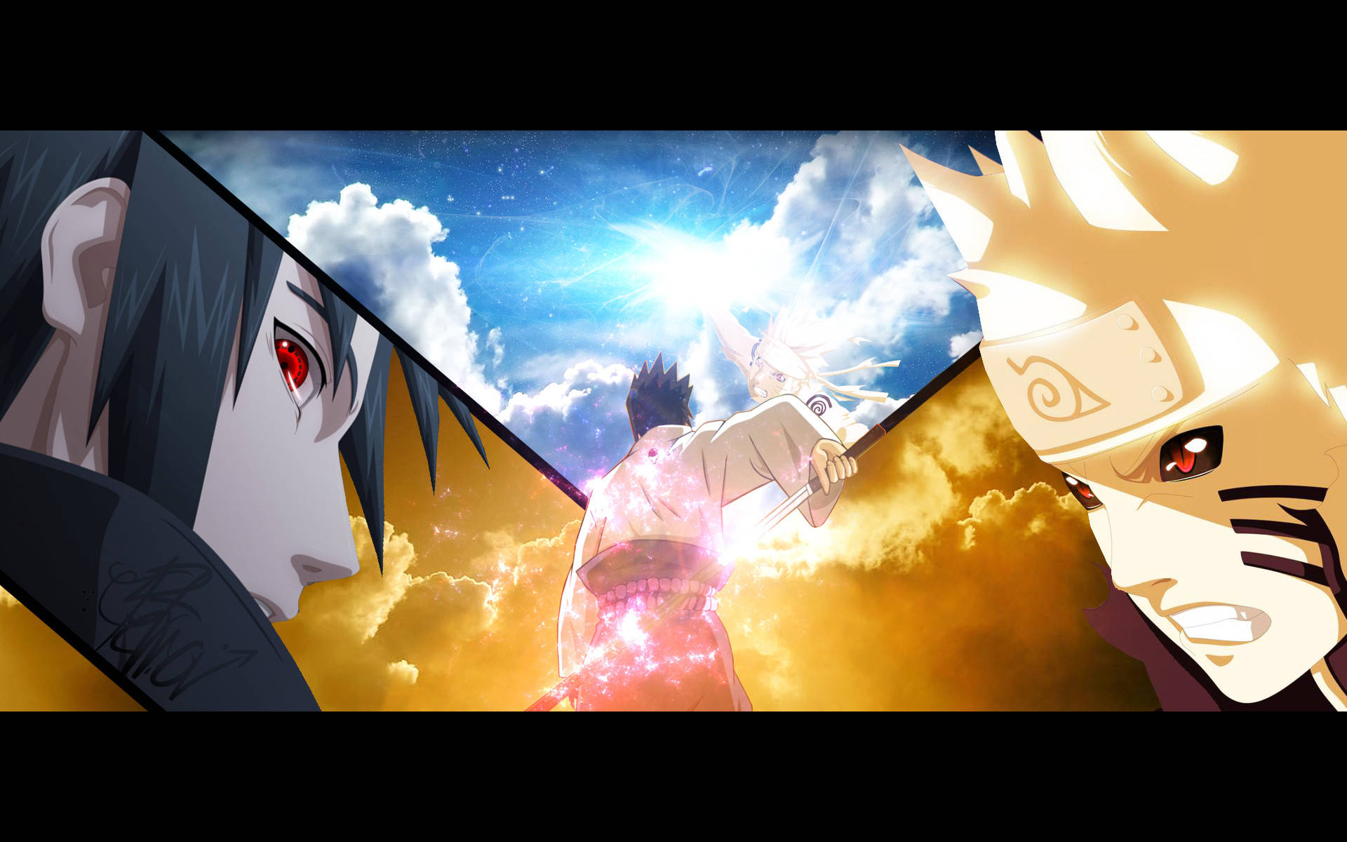 Naruto y Sasuke con nubes Fondos de pantalla