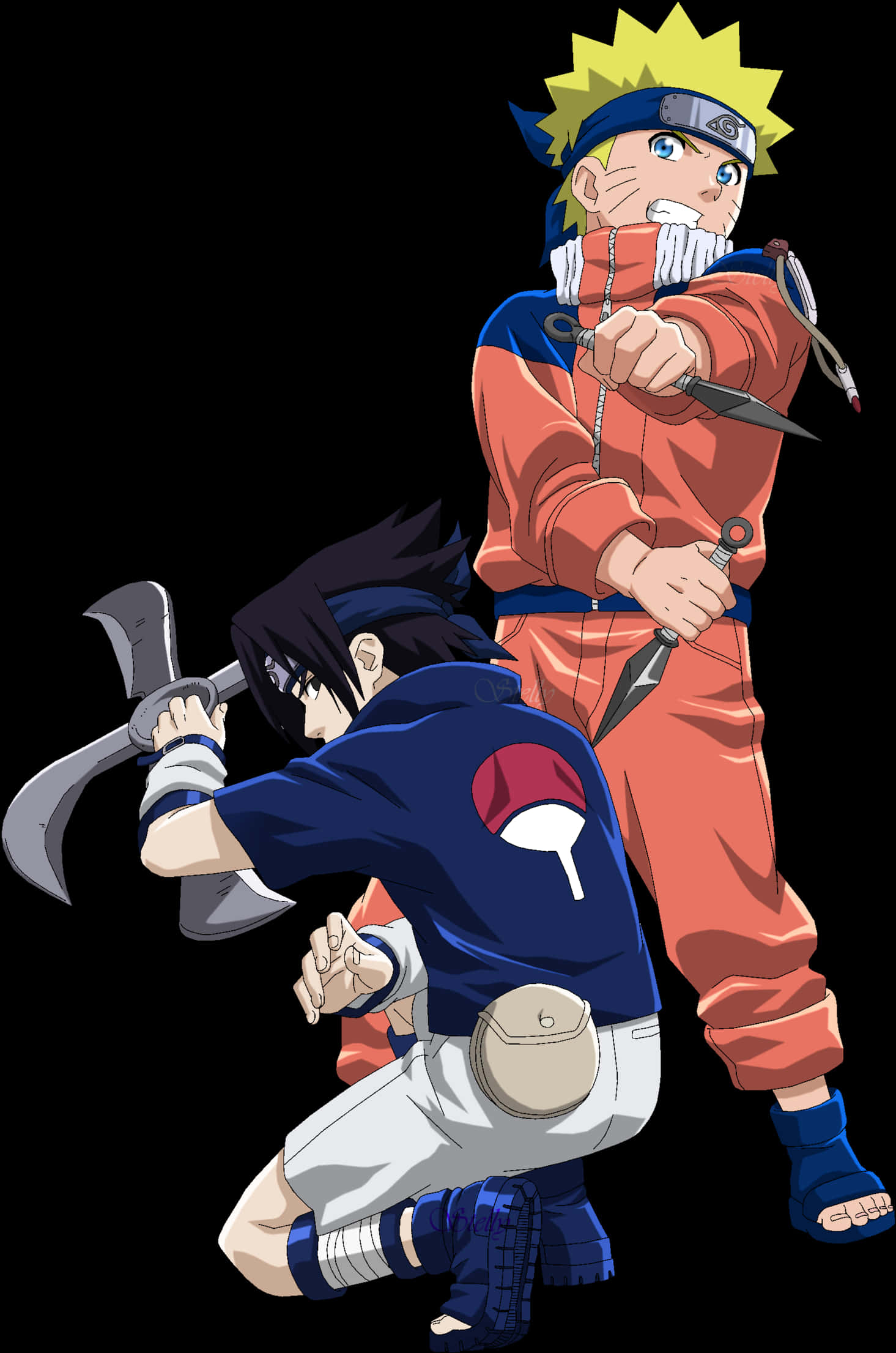 Naruto y Sasuke listos para la batalla Fondos de pantalla