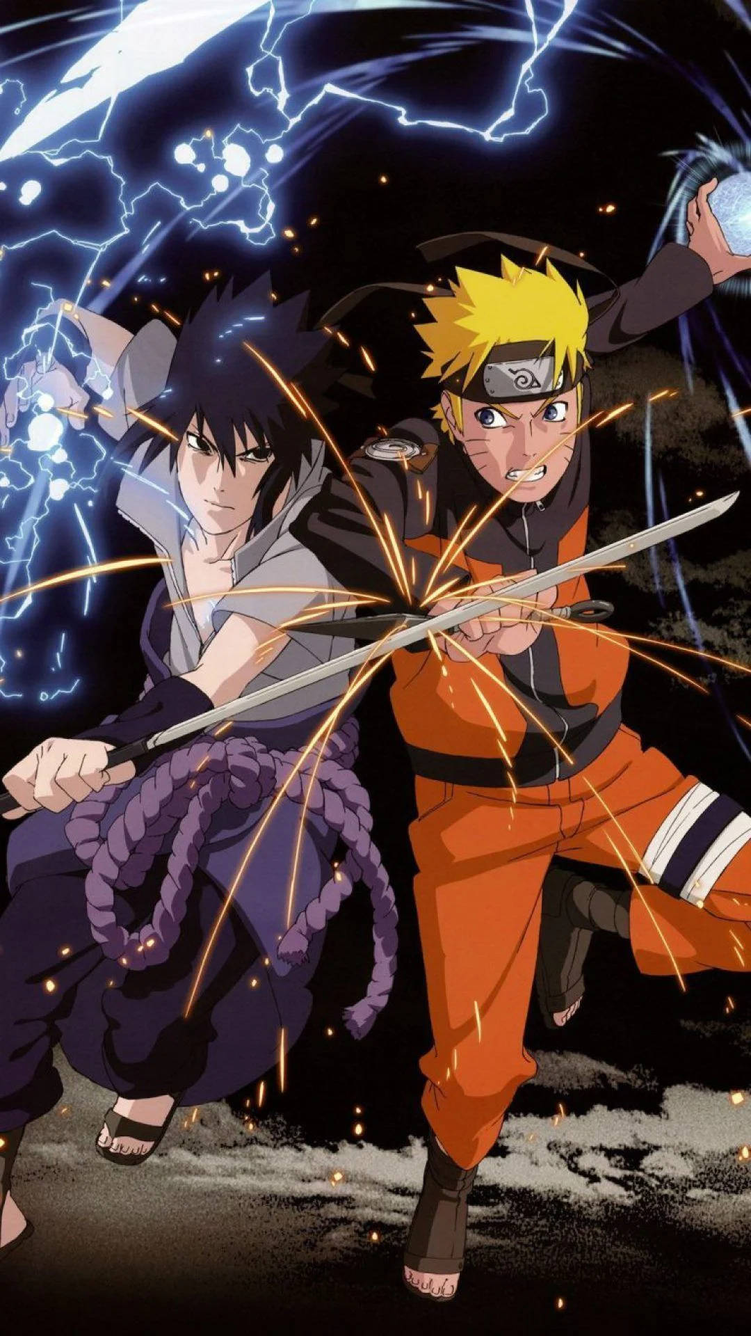Naruto y Sasuke peleando lado a lado Fondos de pantalla