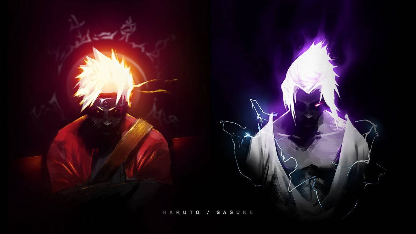 Naruto y Sasuke en modo oscuro Fondos de pantalla
