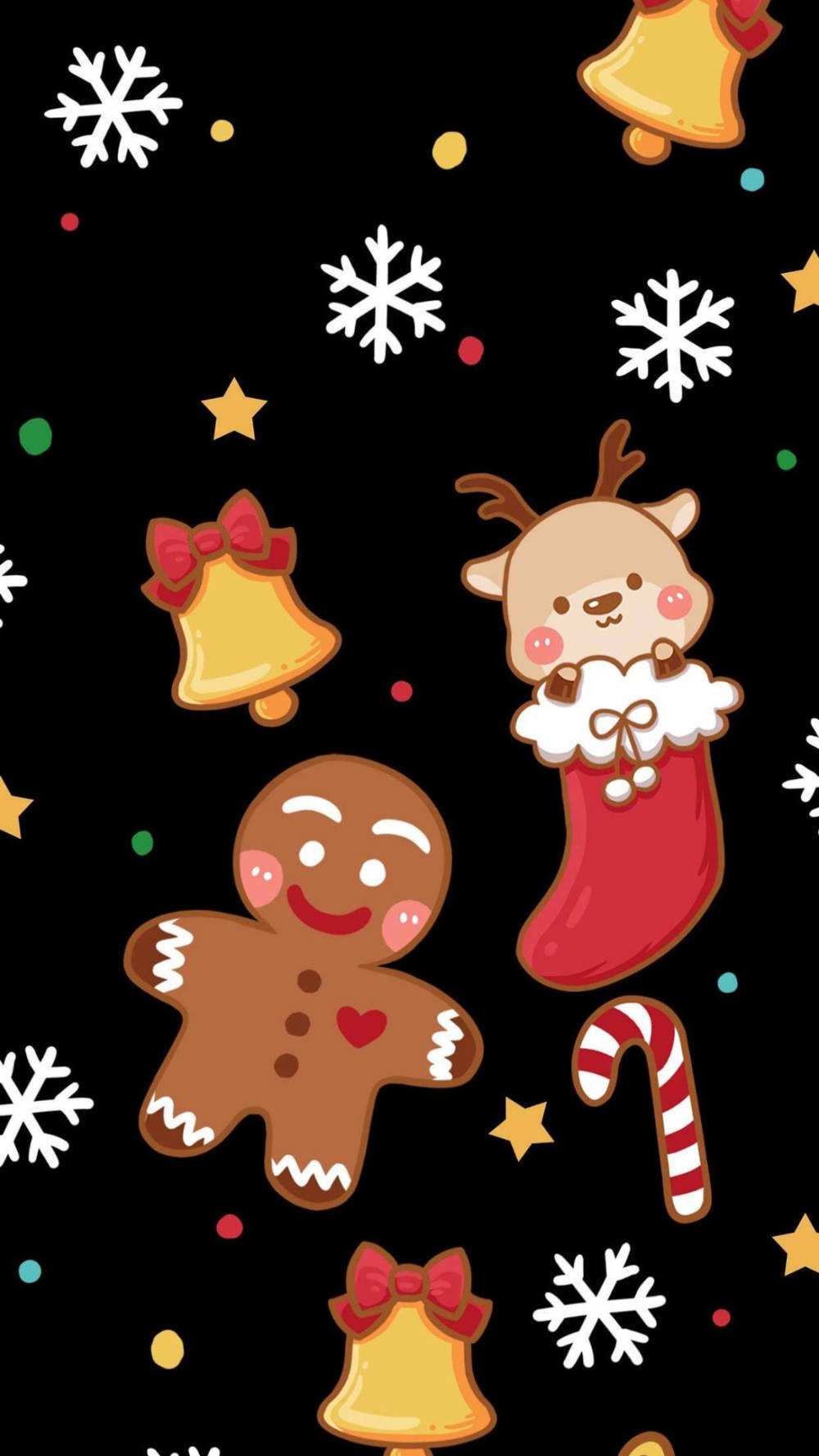 Navidad iPhone simple y linda con hombre de jengibre y venado Fondos de pantalla