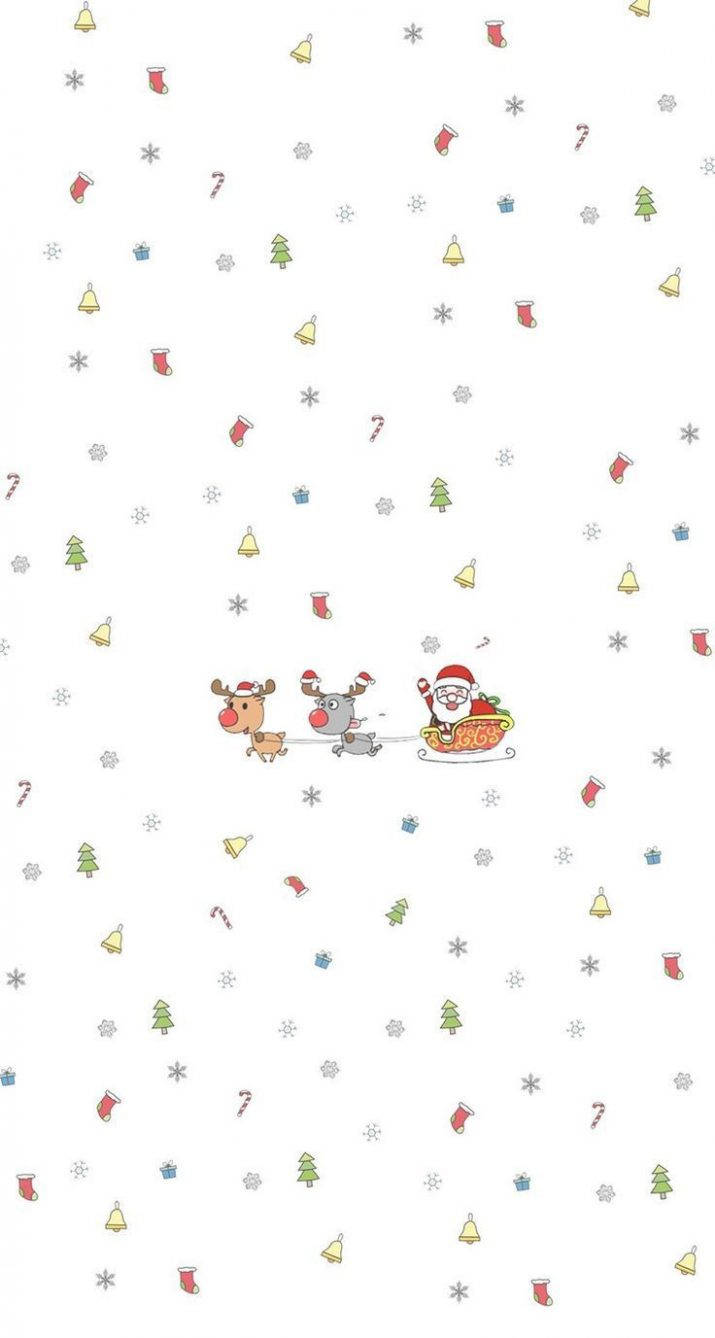 Navidad Sencilla y Linda para iPhone con Santa y Renos Fondos de pantalla