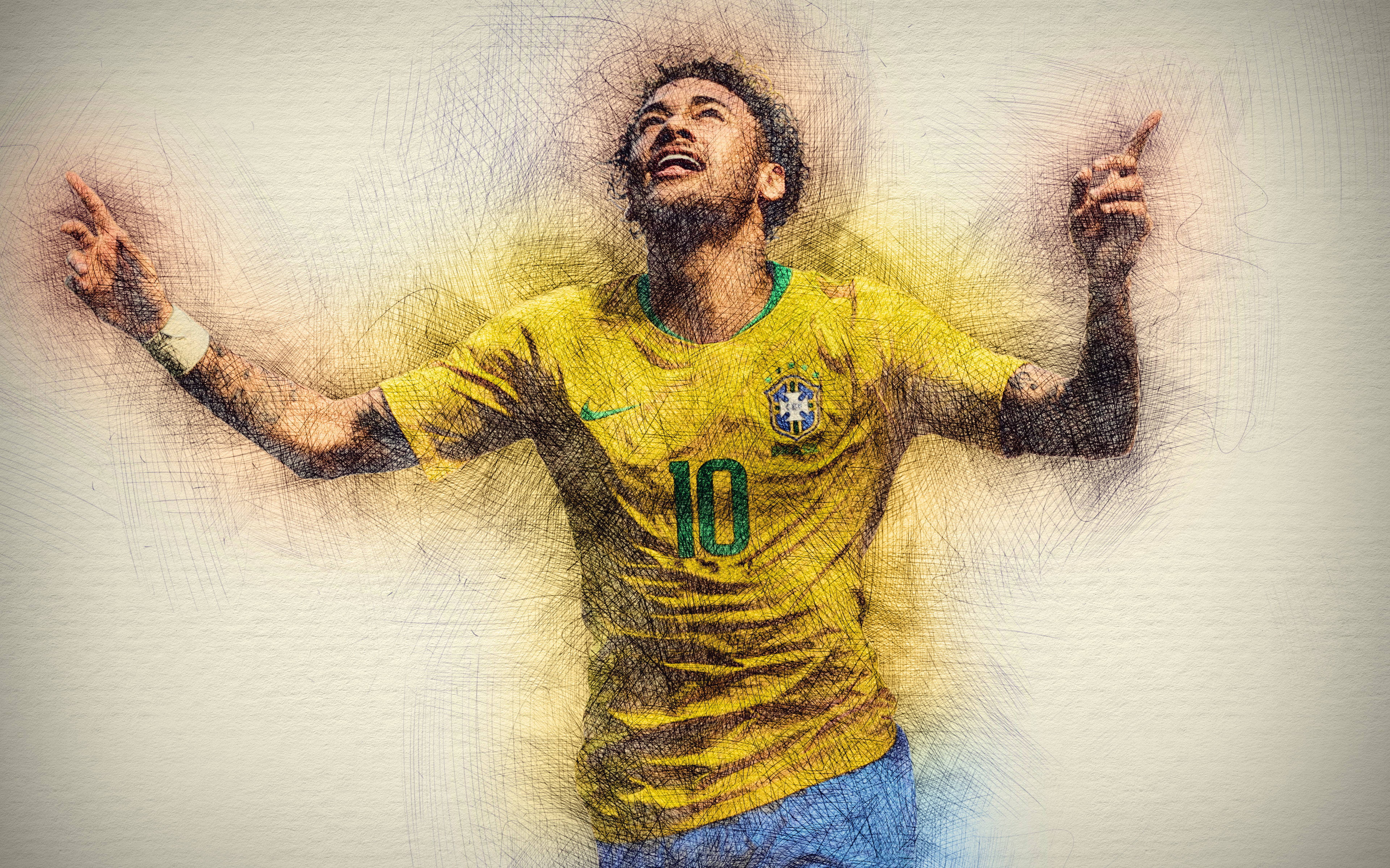 Neymar 4K Boceto Genial Fondos de pantalla