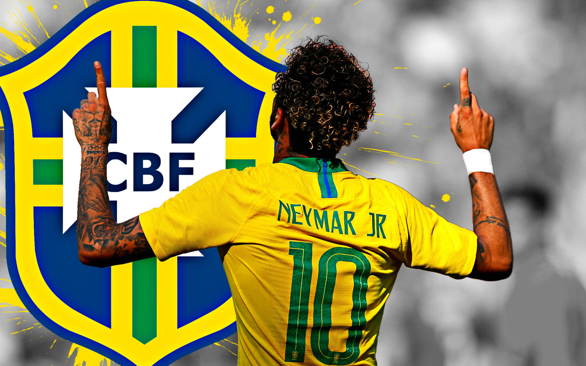 Neymar 4K con gran logo de la CBF — Neymar Fondos de pantalla
