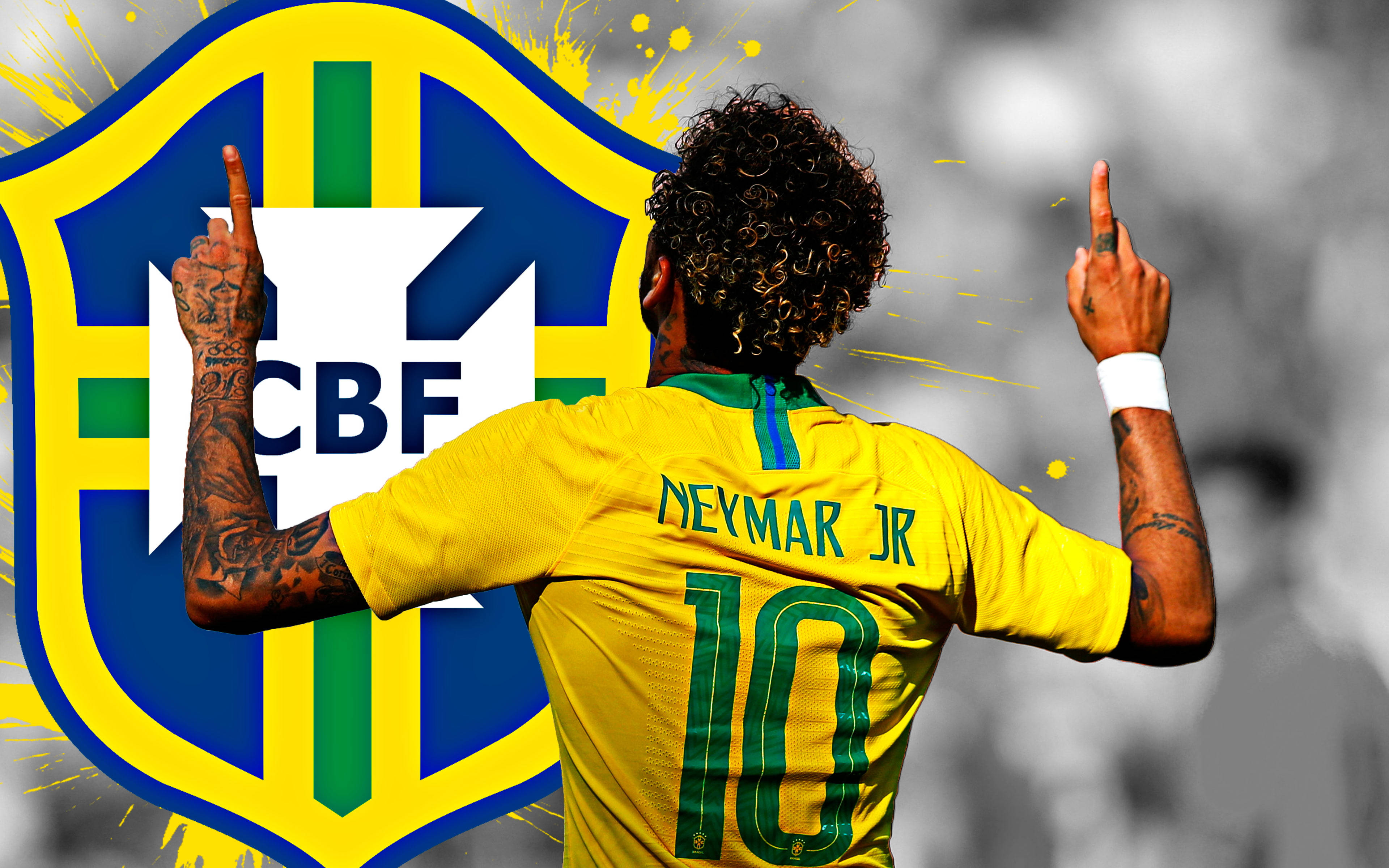 Neymar 4K con gran logo de la CBF Fondos de pantalla