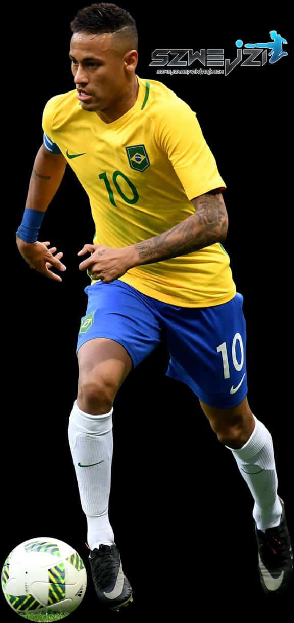 Neymar Brasil Número 10 Regateando Fondos de pantalla