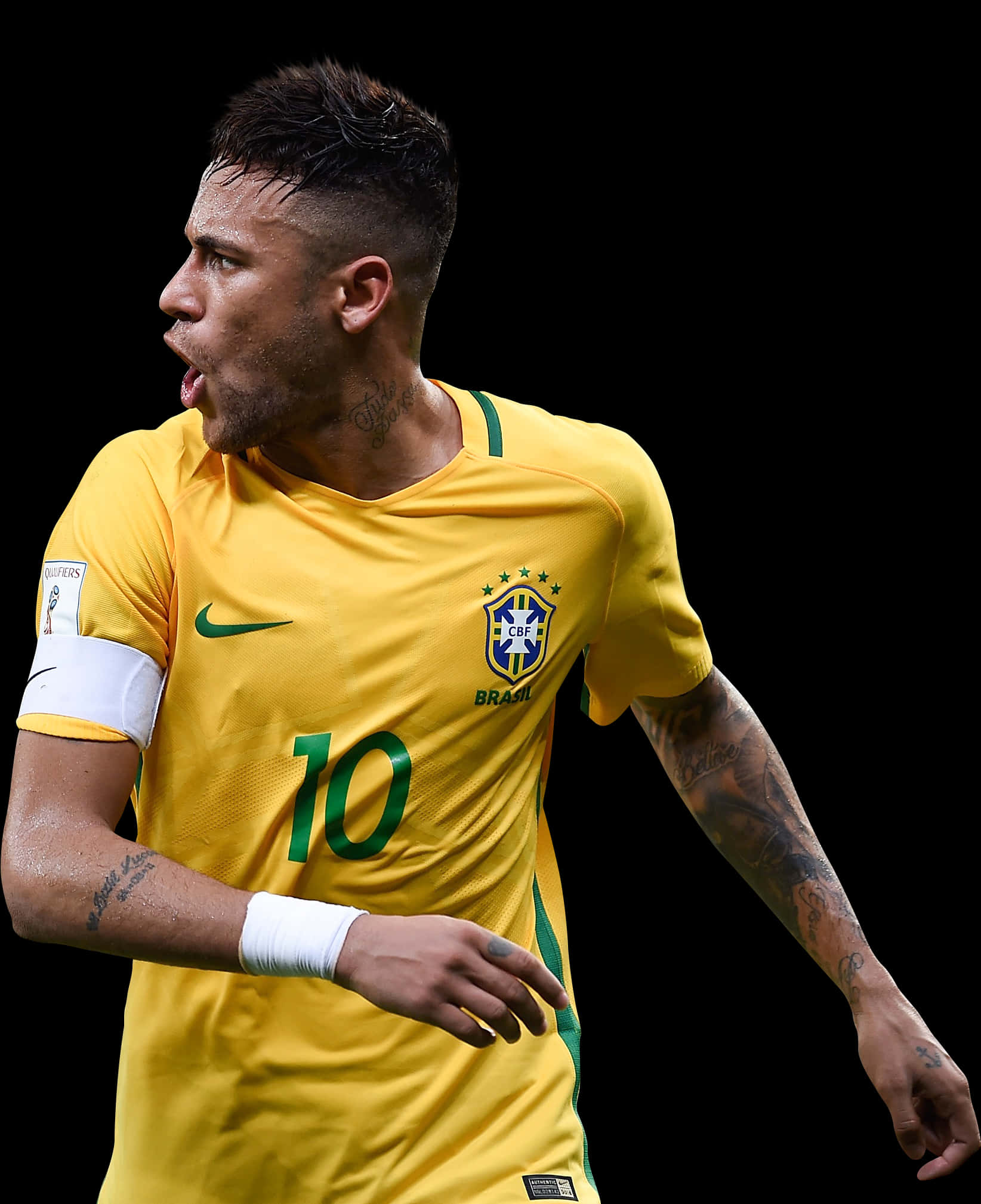 Neymar en Acción con Jersey de Brasil Fondos de pantalla