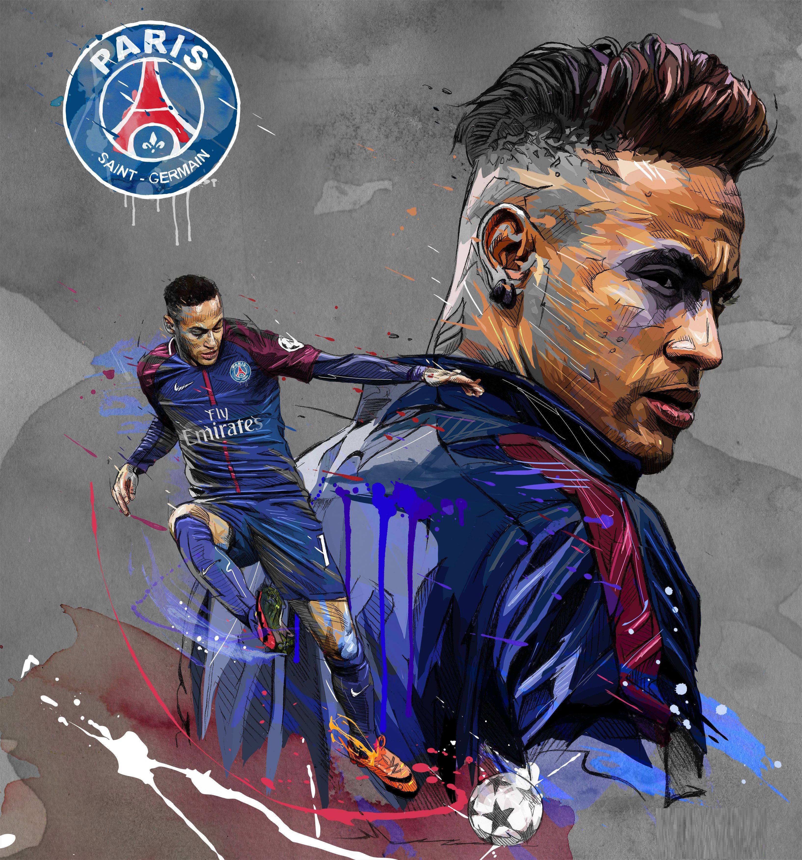 Neymar estrecha la mano de un fan tras completar con éxito su obra de arte con pluma Fondos de pantalla
