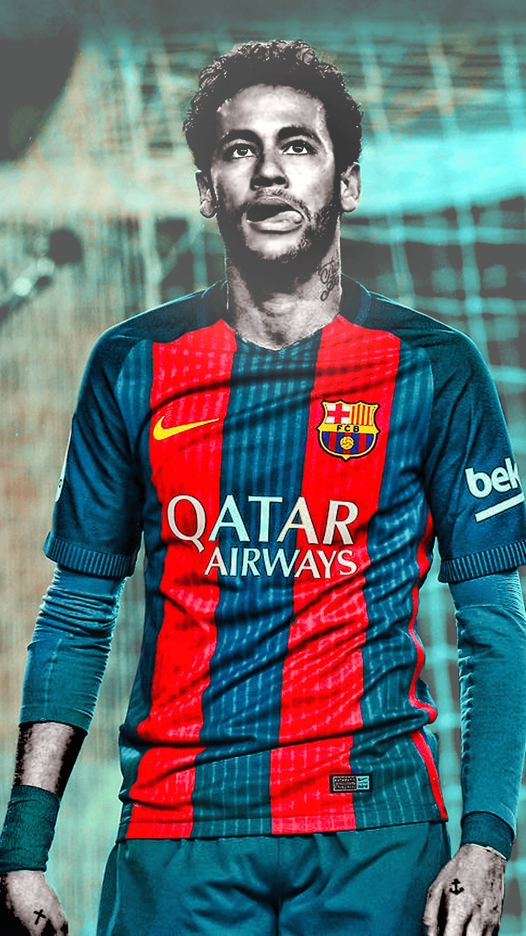Fondo de pantalla de Neymar Jr. con colores vibrantes.