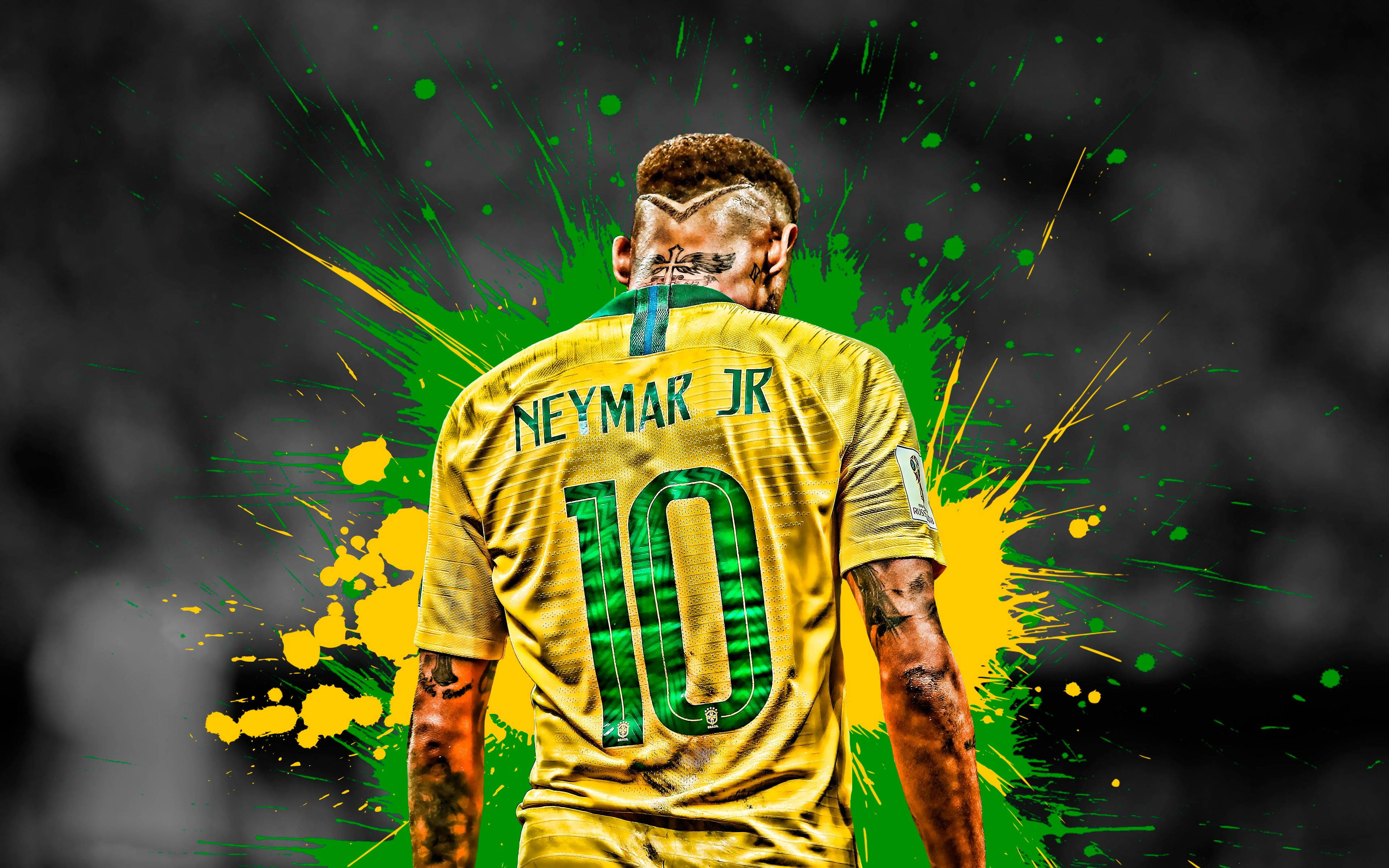Neymar Jr. Genial con Salpicadura Verde y Amarilla