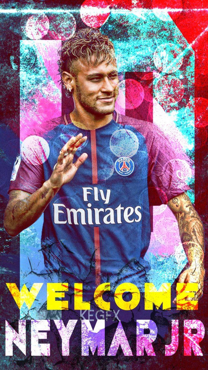 Fondo de pantalla de arte colorido de Neymar Jr.