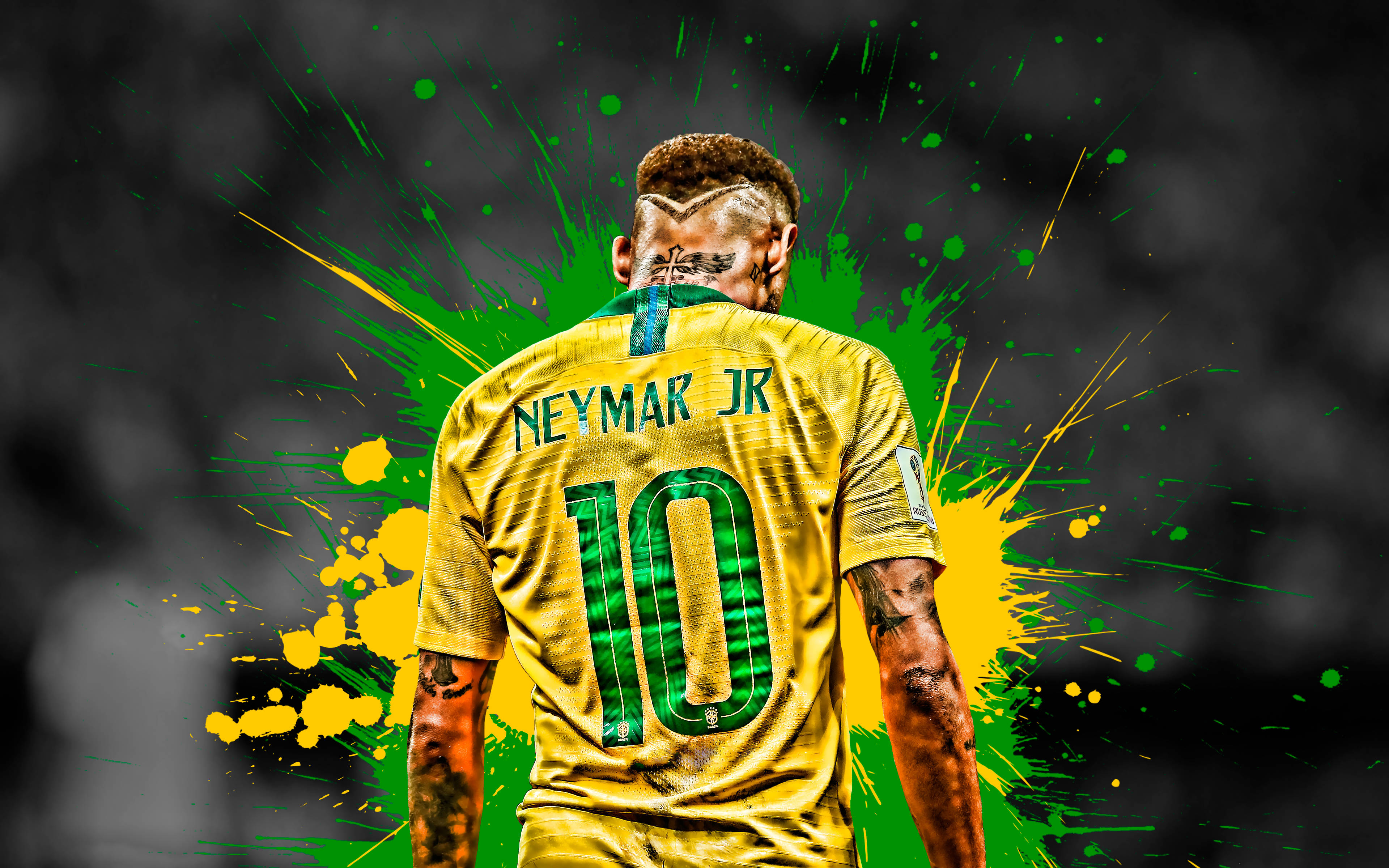 Neymar Jr Salpicaduras Amarillo Verde Fondos de pantalla