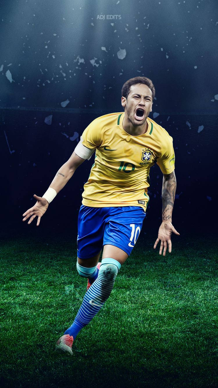 Fondo de pantalla de fan art de Neymar corriendo.