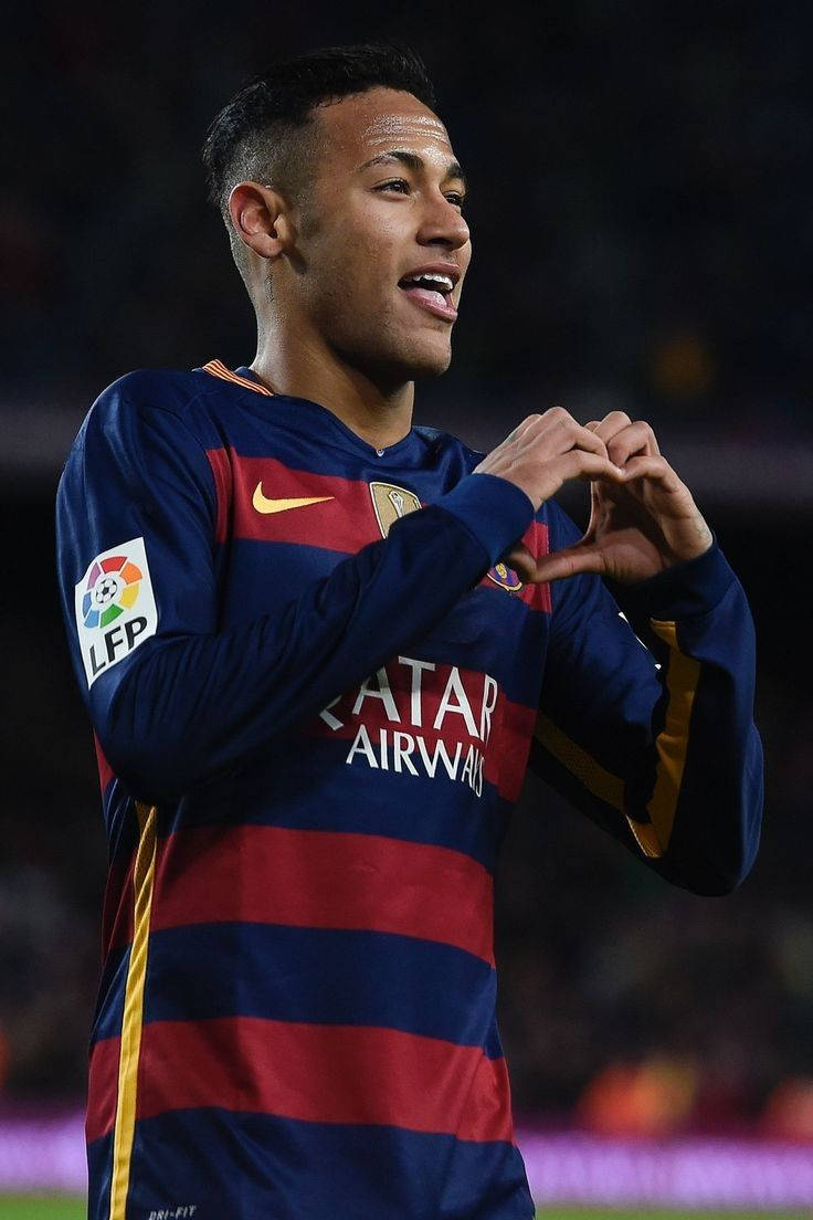 Fondo de pantalla de Neymar Jr. con el símbolo del corazón con las manos.