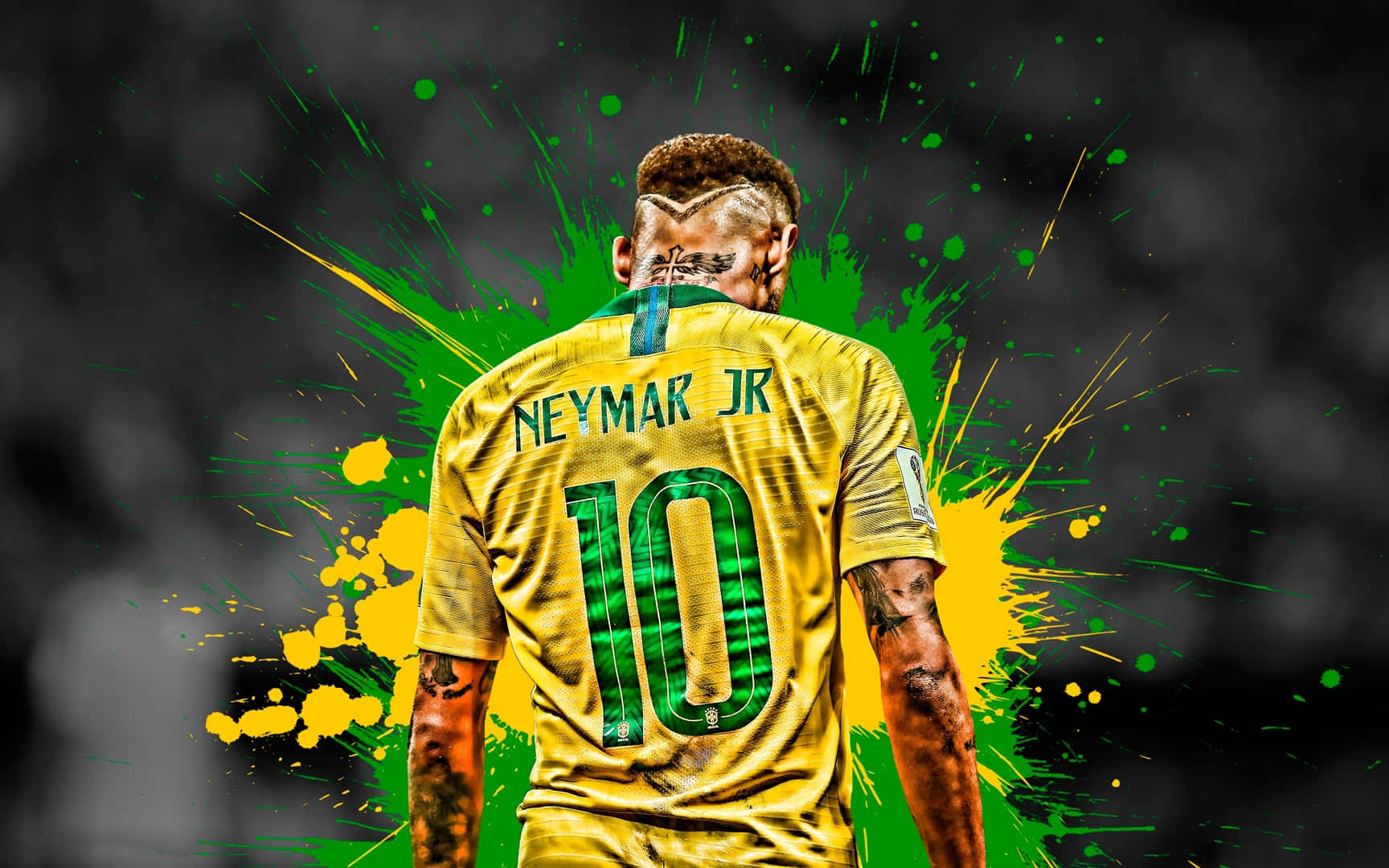 Neymar Ultra HD Salpicaduras Amarillas y Verdes Fondos de pantalla