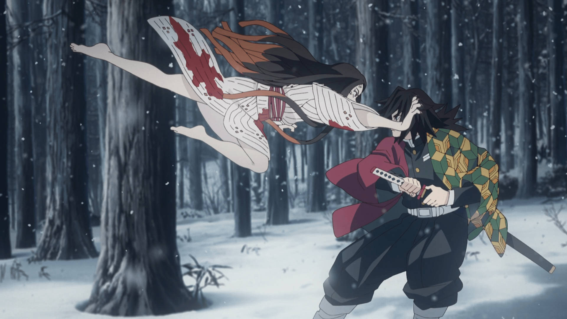 Nezuko ataca a Giyu por el honor de su familia Fondos de pantalla