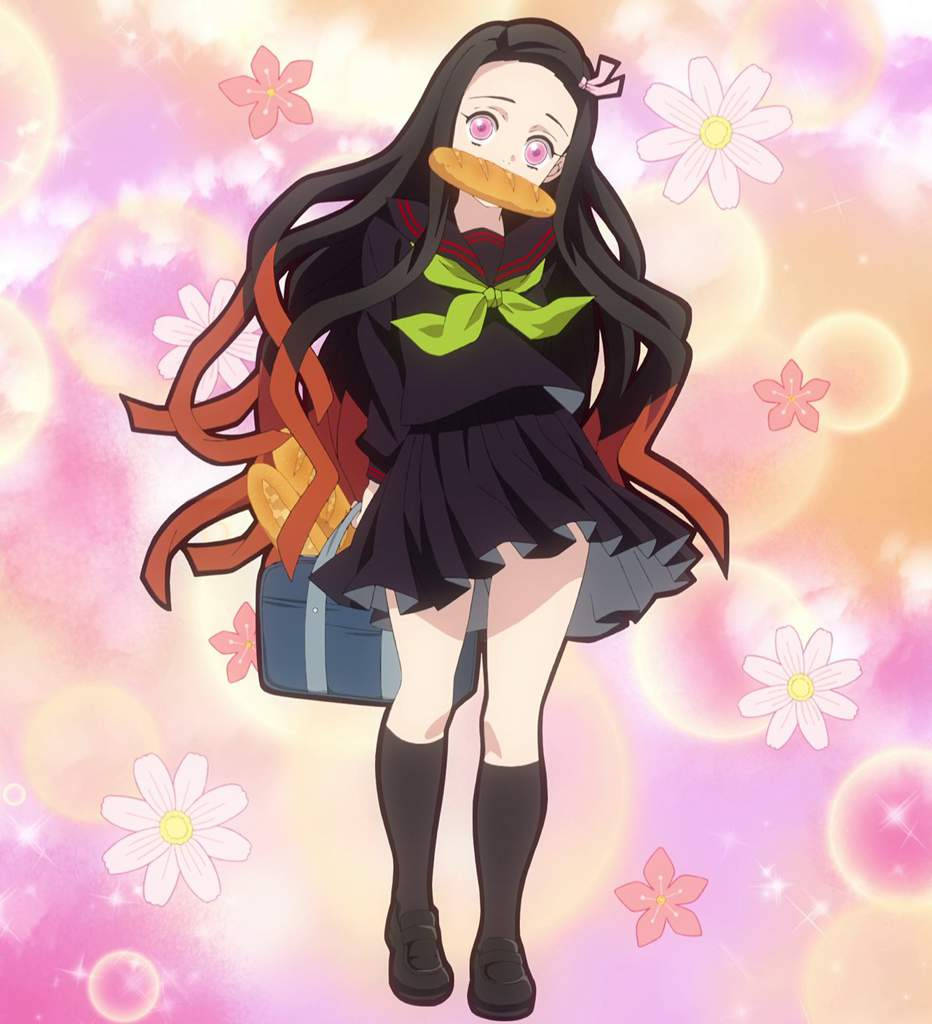 Nezuko de Demon Slayer con pan Fondos de pantalla