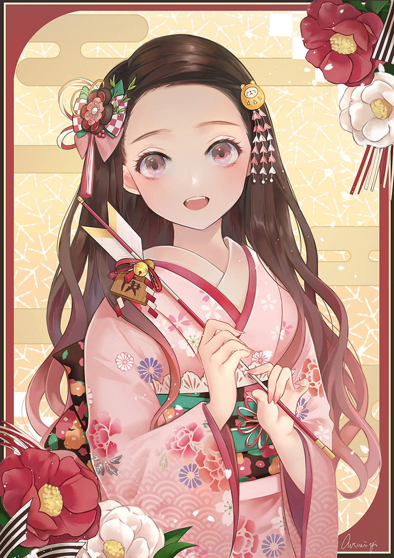 Nezuko de Demon Slayer con flecha Fondos de pantalla