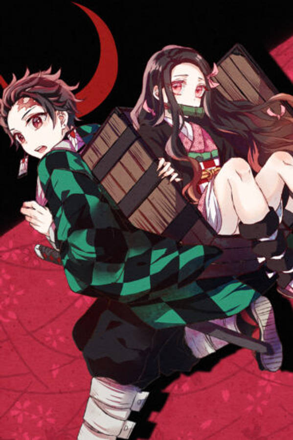 Nezuko de Demon Slayer con su hermano Tanjiro Fondos de pantalla