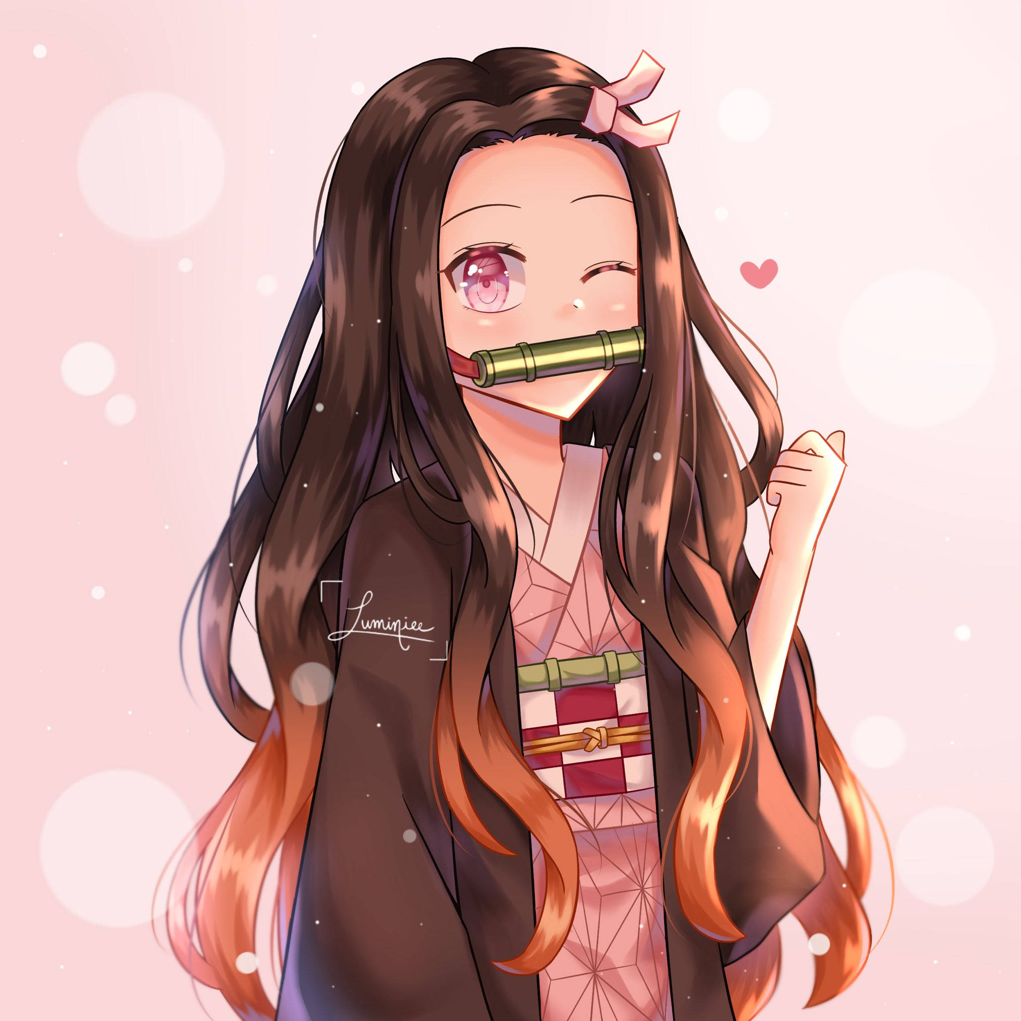 Nezuko de Demon Slayer guiñando un ojo Fondos de pantalla