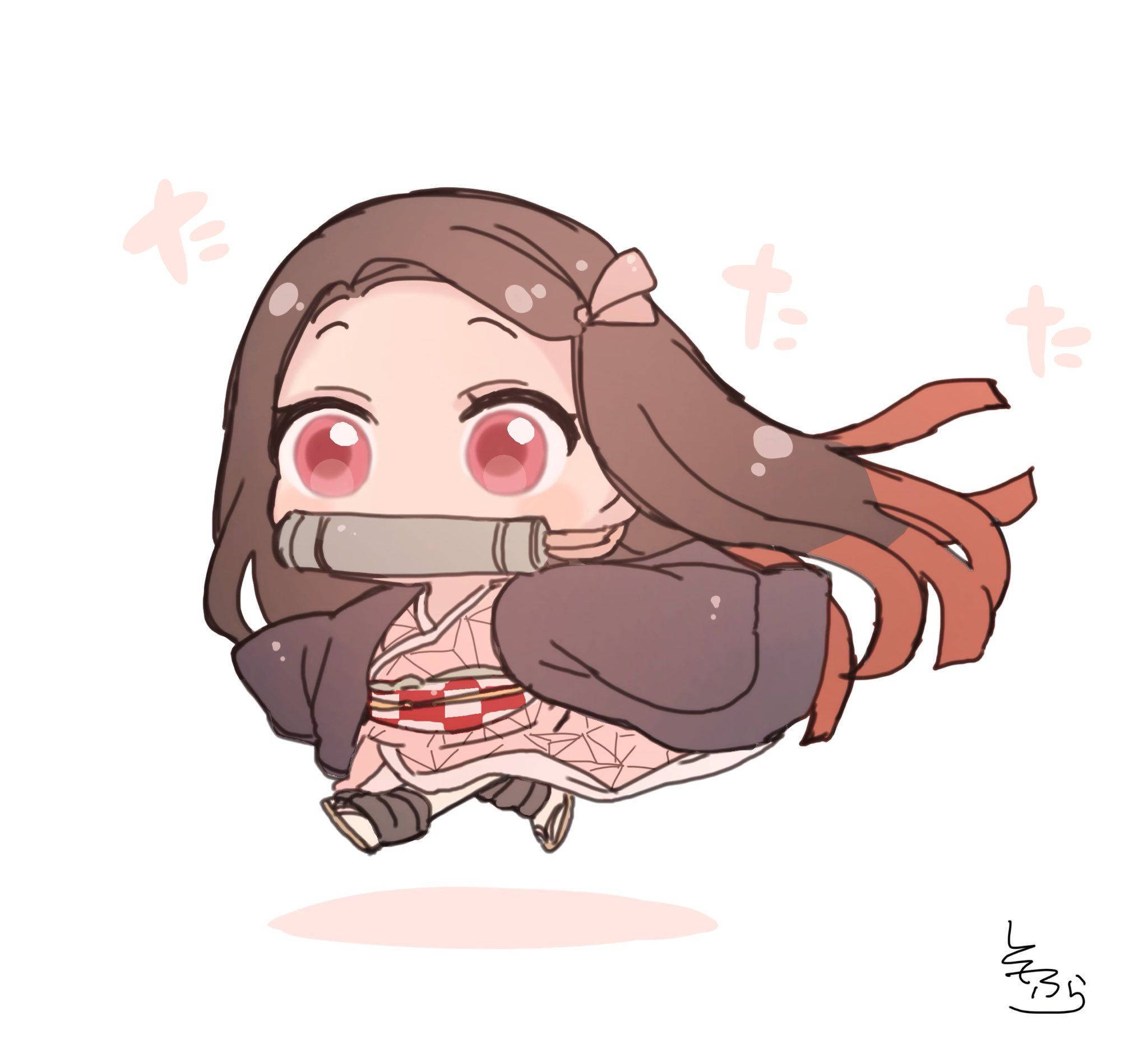 Nezuko de Demon Slayer Versión Pequeña y Linda Fondos de pantalla