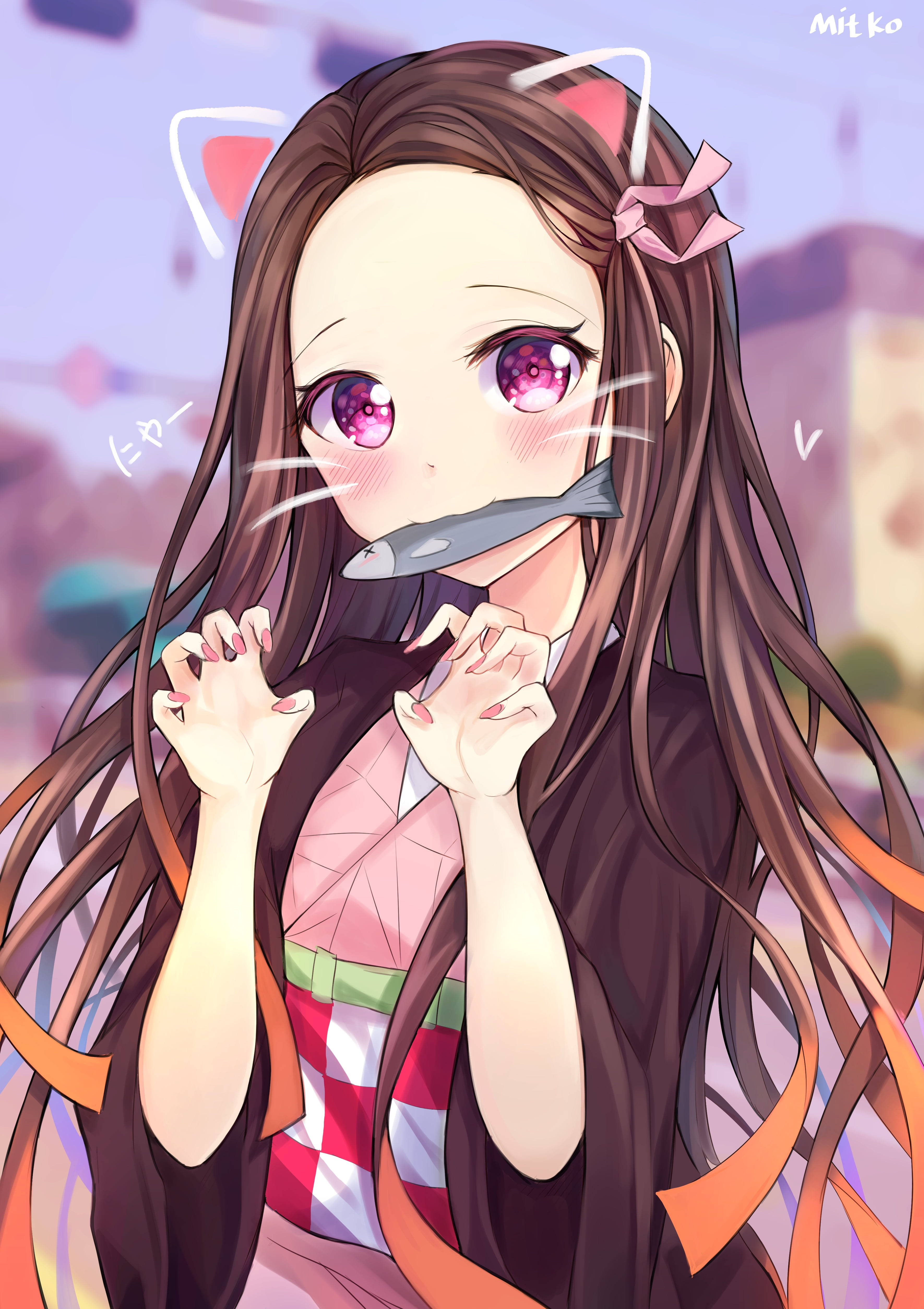 Nezuko Kamado Chica Anime Linda iPhone Fondos de pantalla