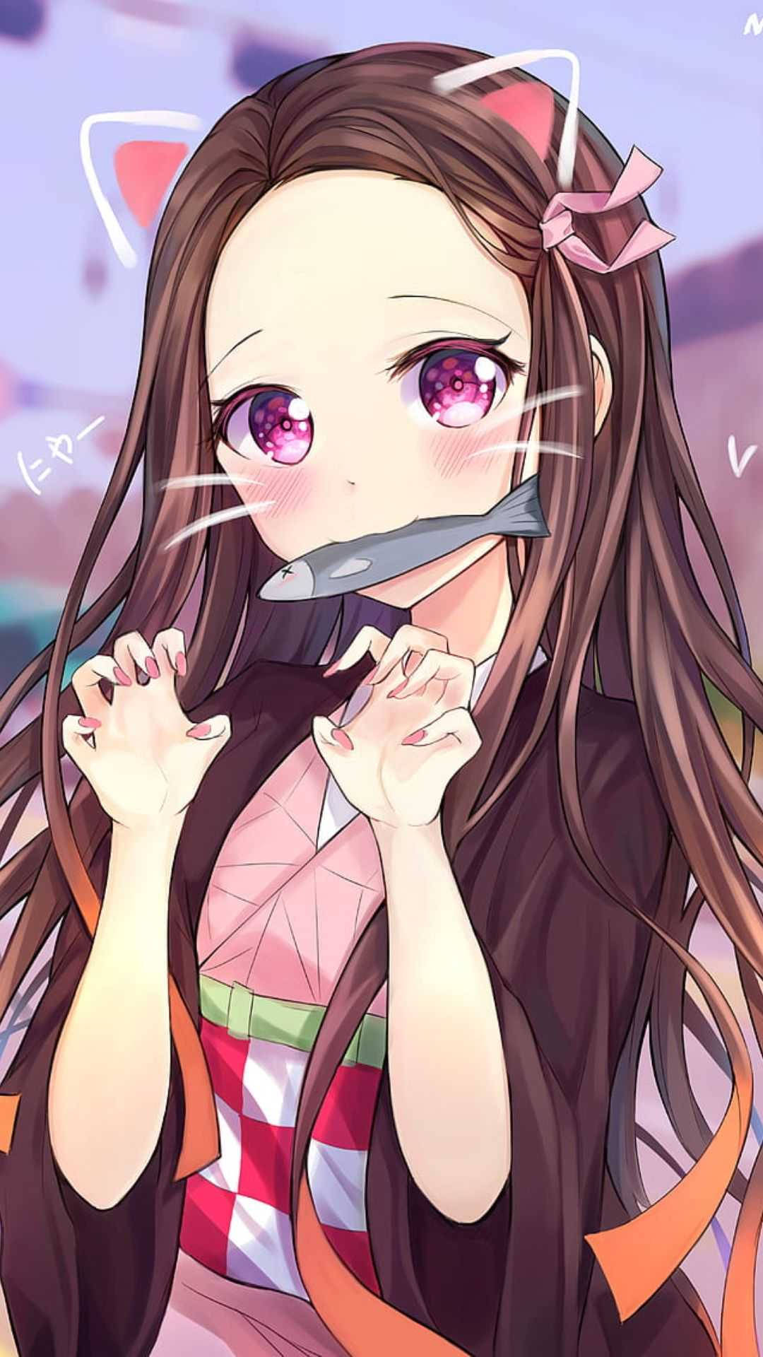 Nezuko Orejas de Conejo Demon Slayer iPhone Fondos de pantalla