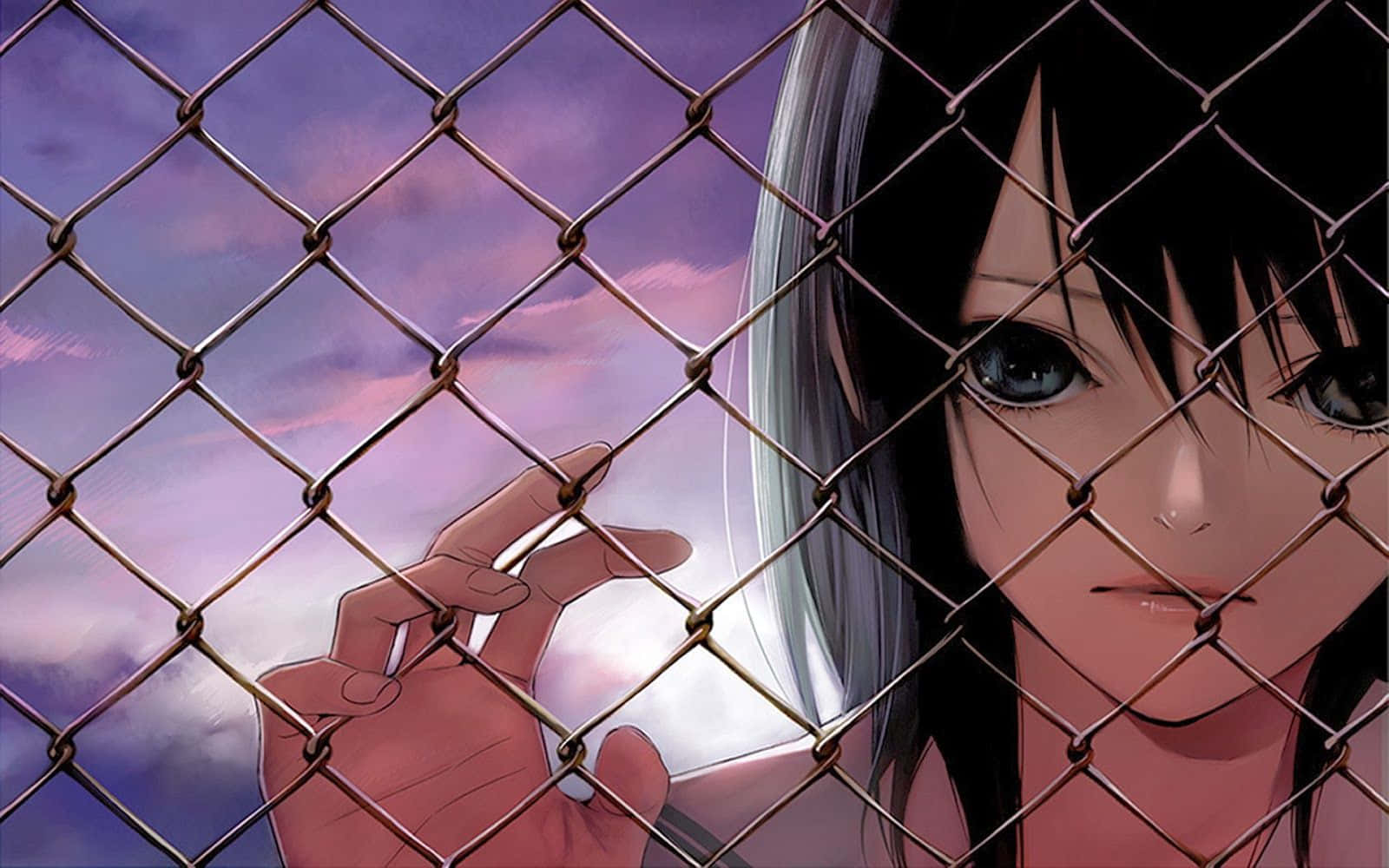 Niña anime melancólica mirando fijamente Fondos de pantalla