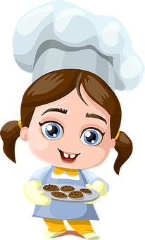 Niña Chef de Dibujos Animados Sosteniendo Galletas Fondos de pantalla