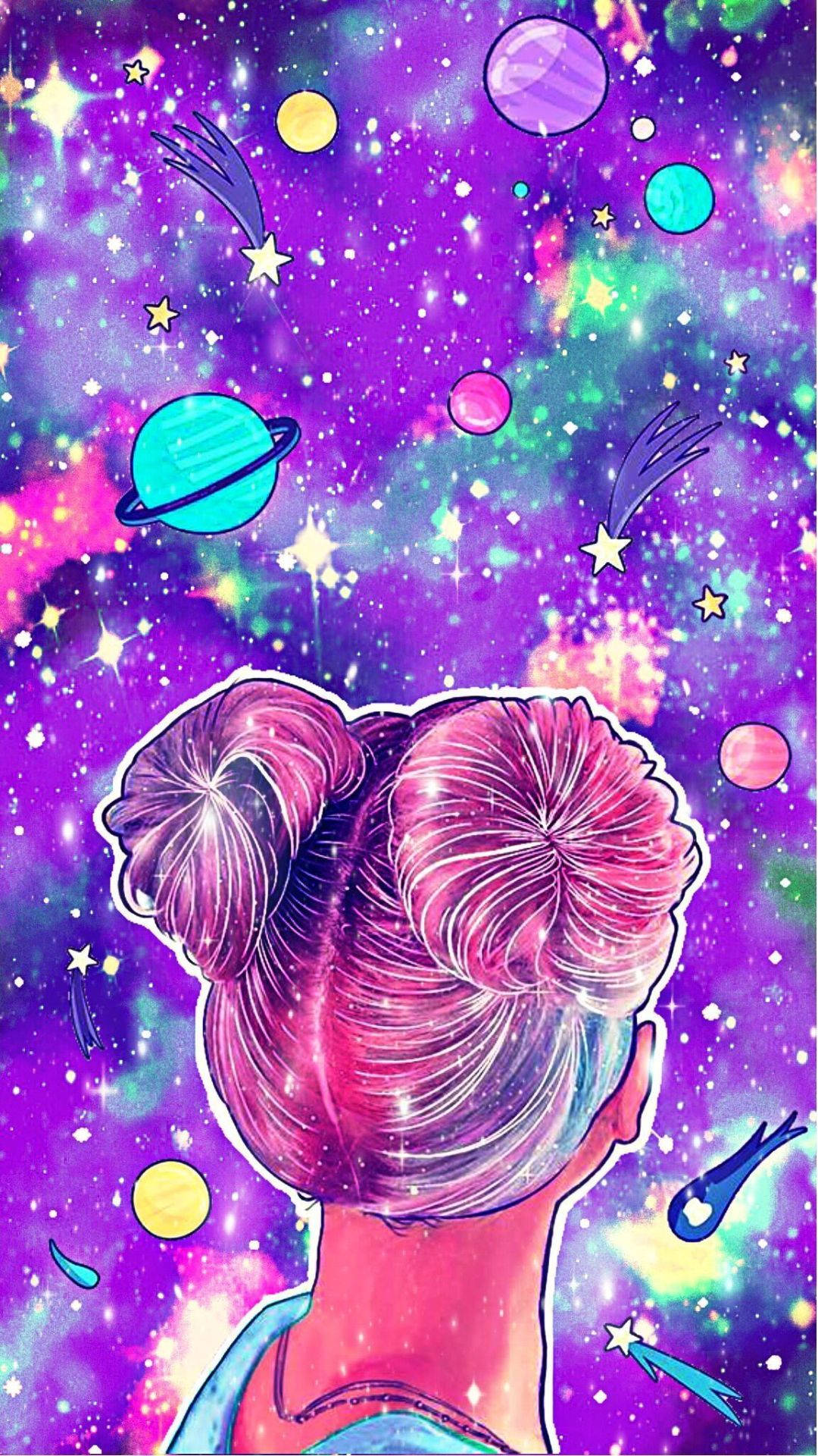 Niña Contemplando una Galaxia Linda Fondos de pantalla