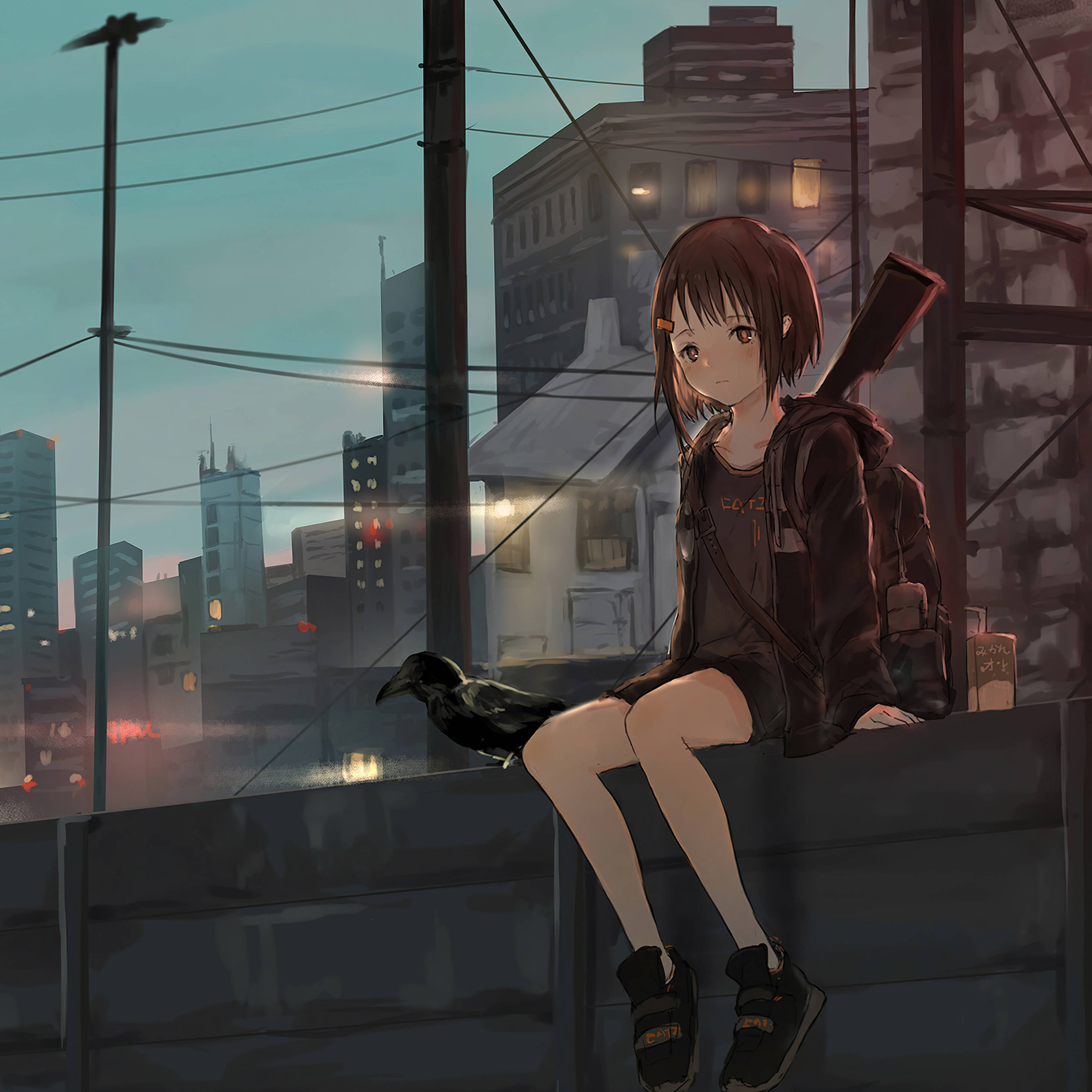 Niña de anime con arma para iPad Fondos de pantalla