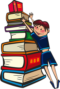 Niña escalando una pila de libros Fondos de pantalla