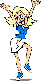 Niña feliz de dibujos animados bailando Fondos de pantalla