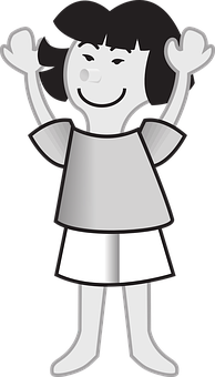 Niña feliz de dibujos animados levantando las manos Fondos de pantalla
