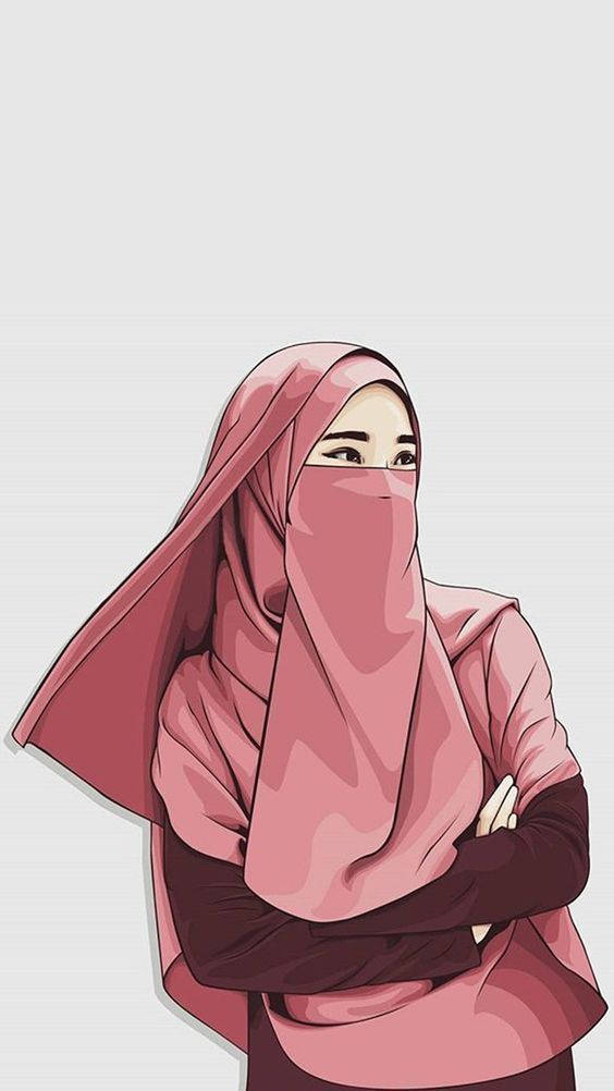 Niña Musulmana con Hiyab en Dibujo Animado Fondos de pantalla