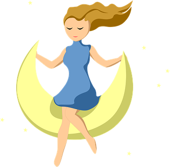 Niña sentada en una luna creciente Fondos de pantalla