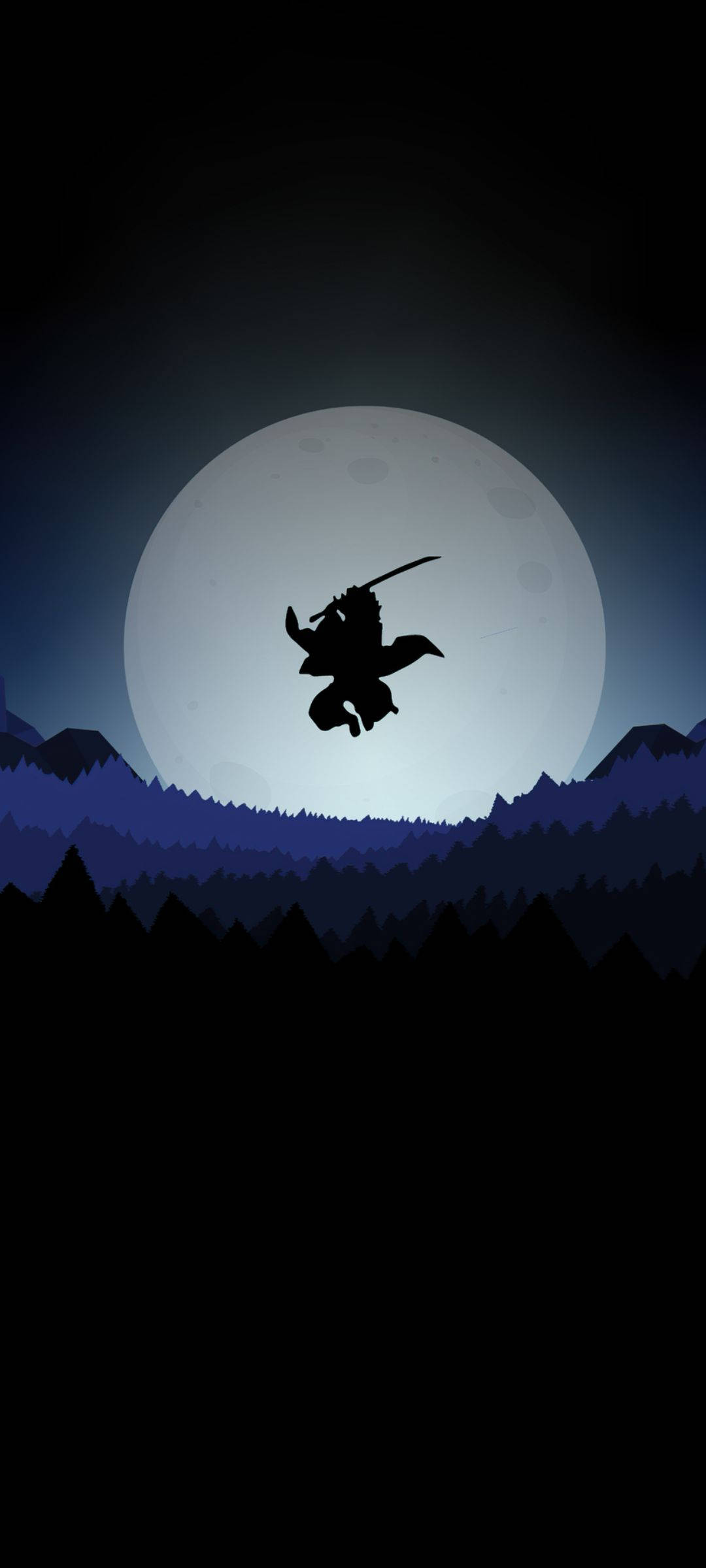 Ninja Enigmático Bajo la Luz de la Luna - Fondo de Pantalla Anime Cool para Teléfono Fondos de pantalla
