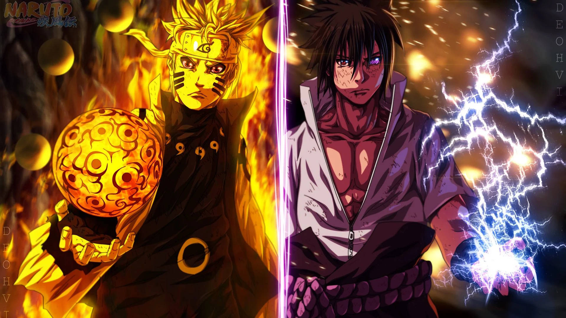 Ninjutsu de Naruto y Sasuke Fondos de pantalla