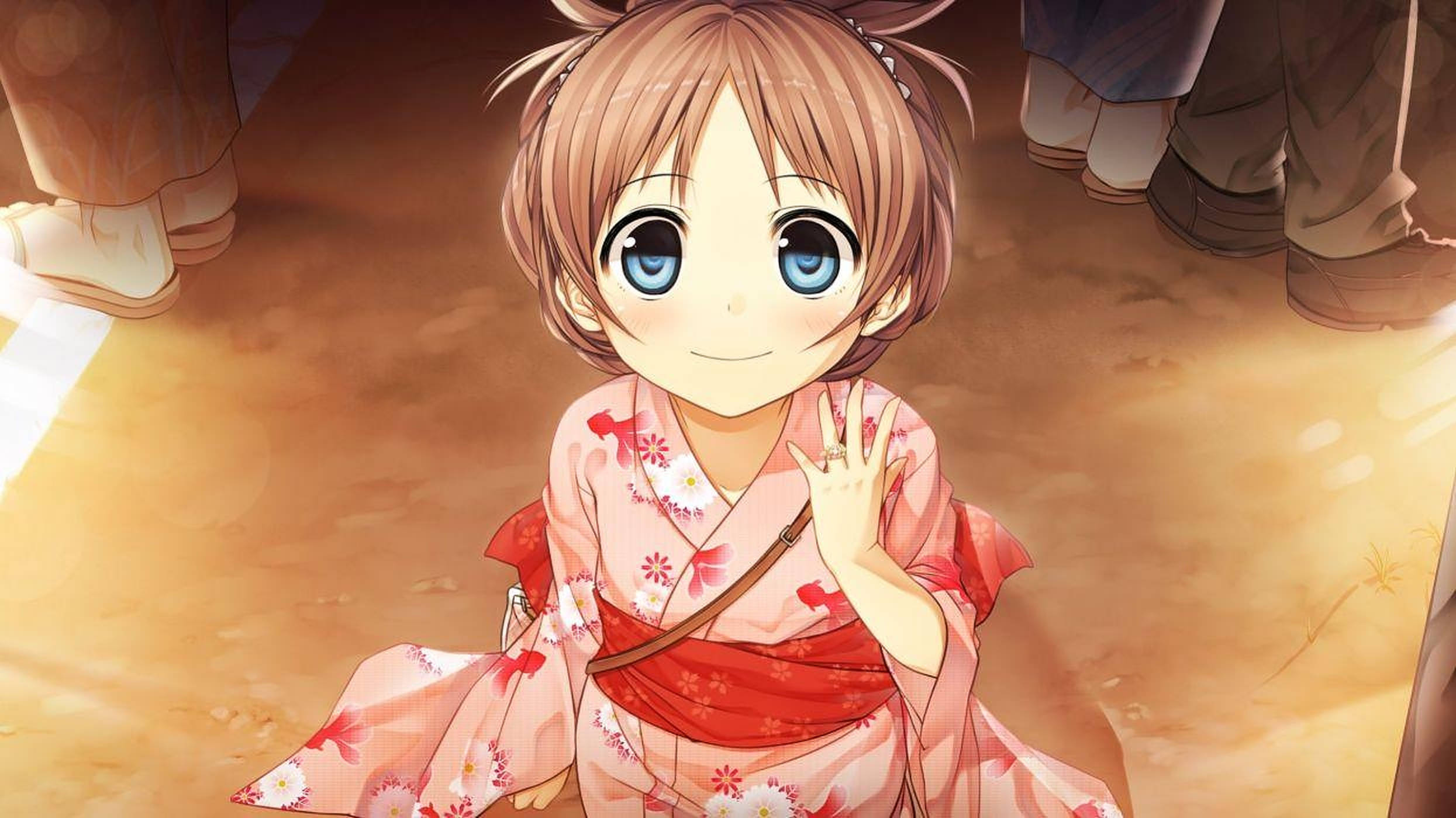 Niño Anime en Kimono Rojo Fondos de pantalla