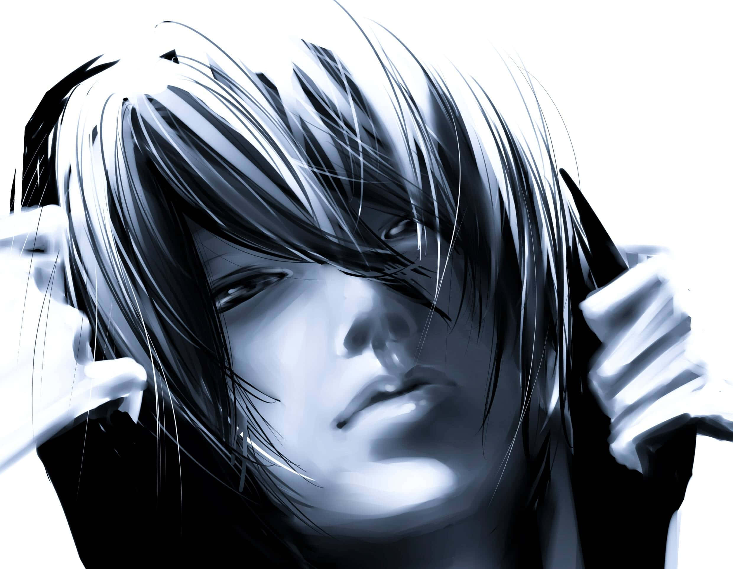 Niño de anime en blanco y negro Fondos de pantalla