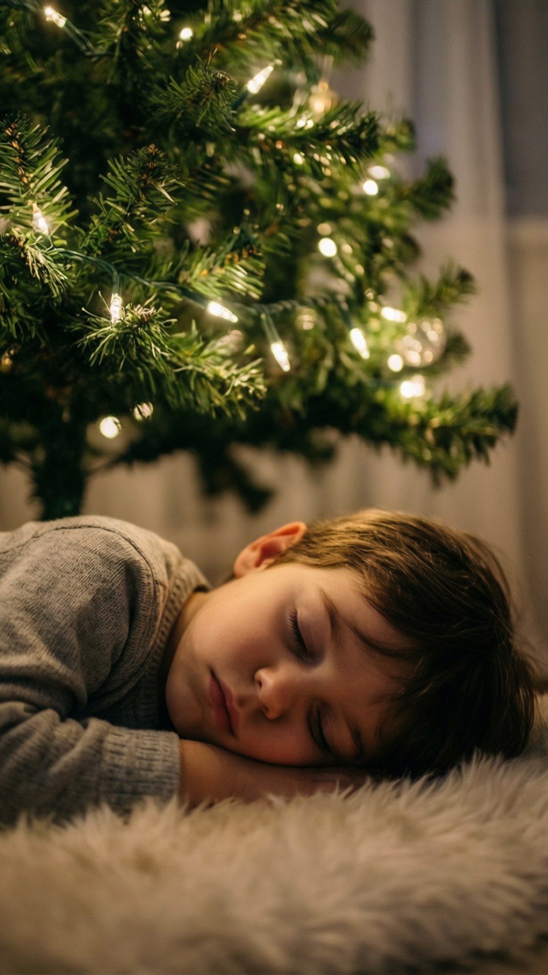 Niño durmiendo junto al árbol Fondos de pantalla