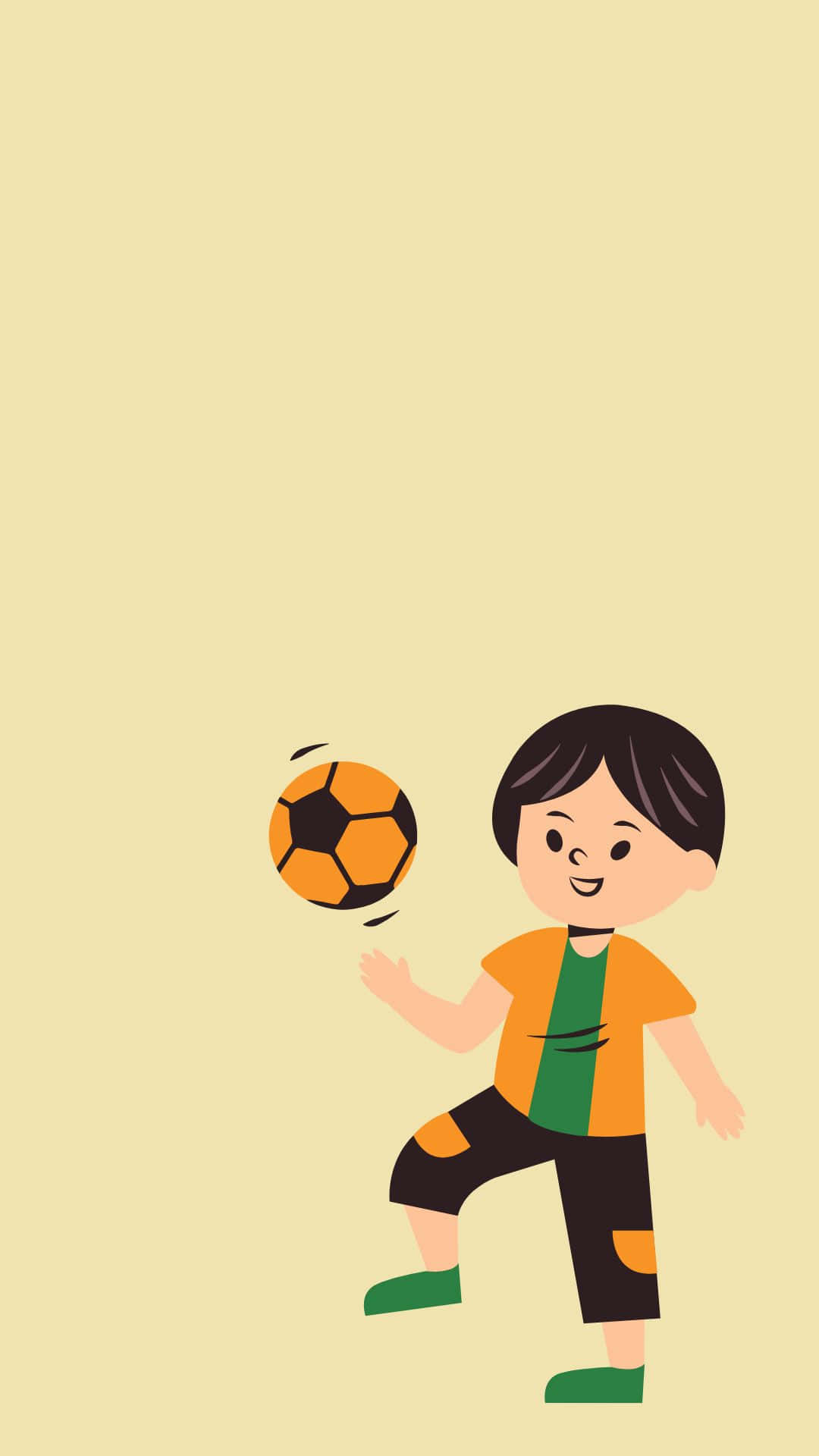 Niño guapo caricatura jugando balón de fútbol Fondos de pantalla
