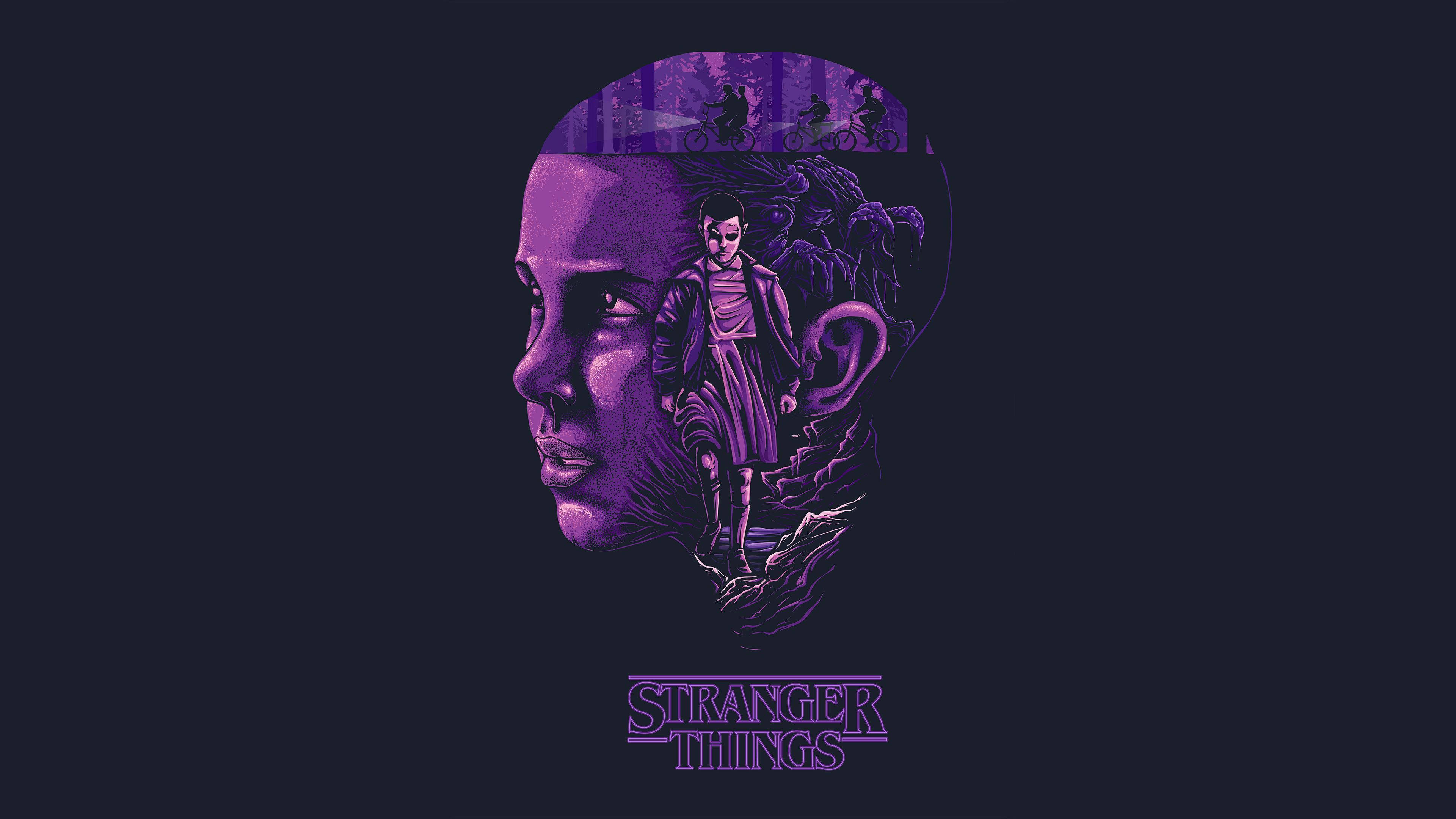 Niño lindo de Stranger Things en bosque oscuro Fondos de pantalla