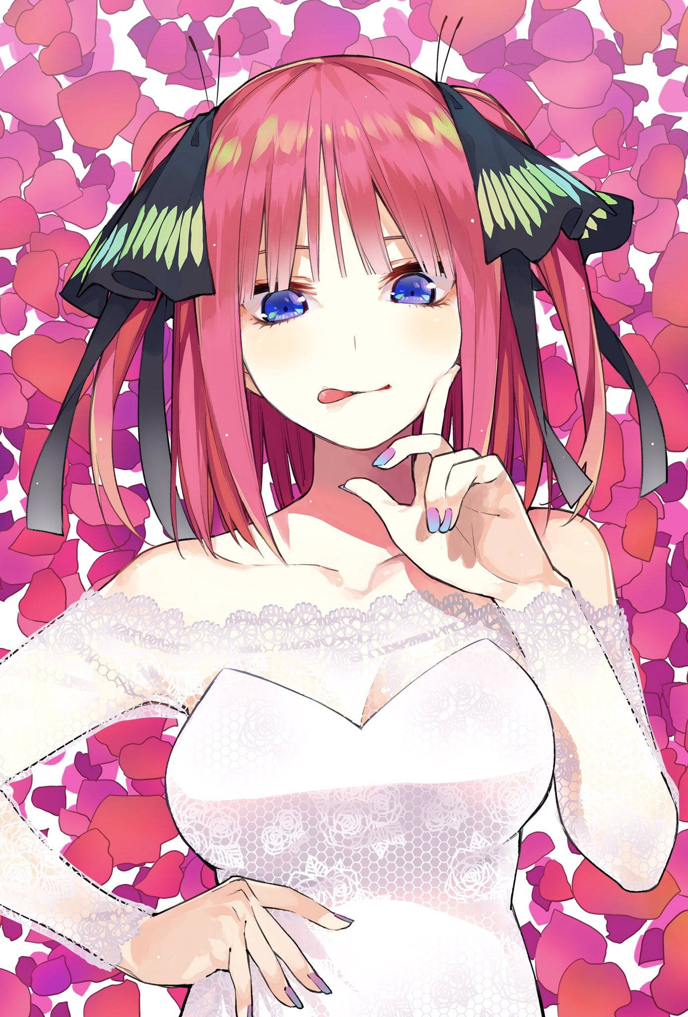 Nino Nakano con vestido de encaje blanco Fondos de pantalla