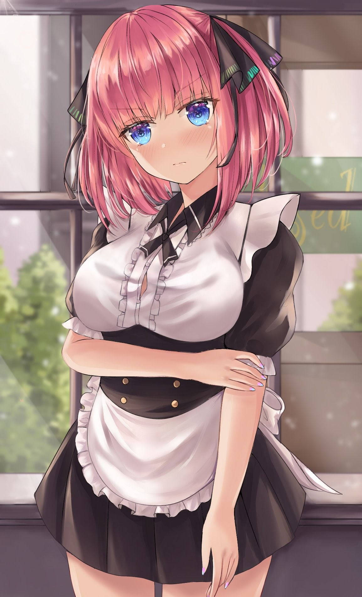 Nino Nakano en Lindo Uniforme de Sirvienta Fondos de pantalla