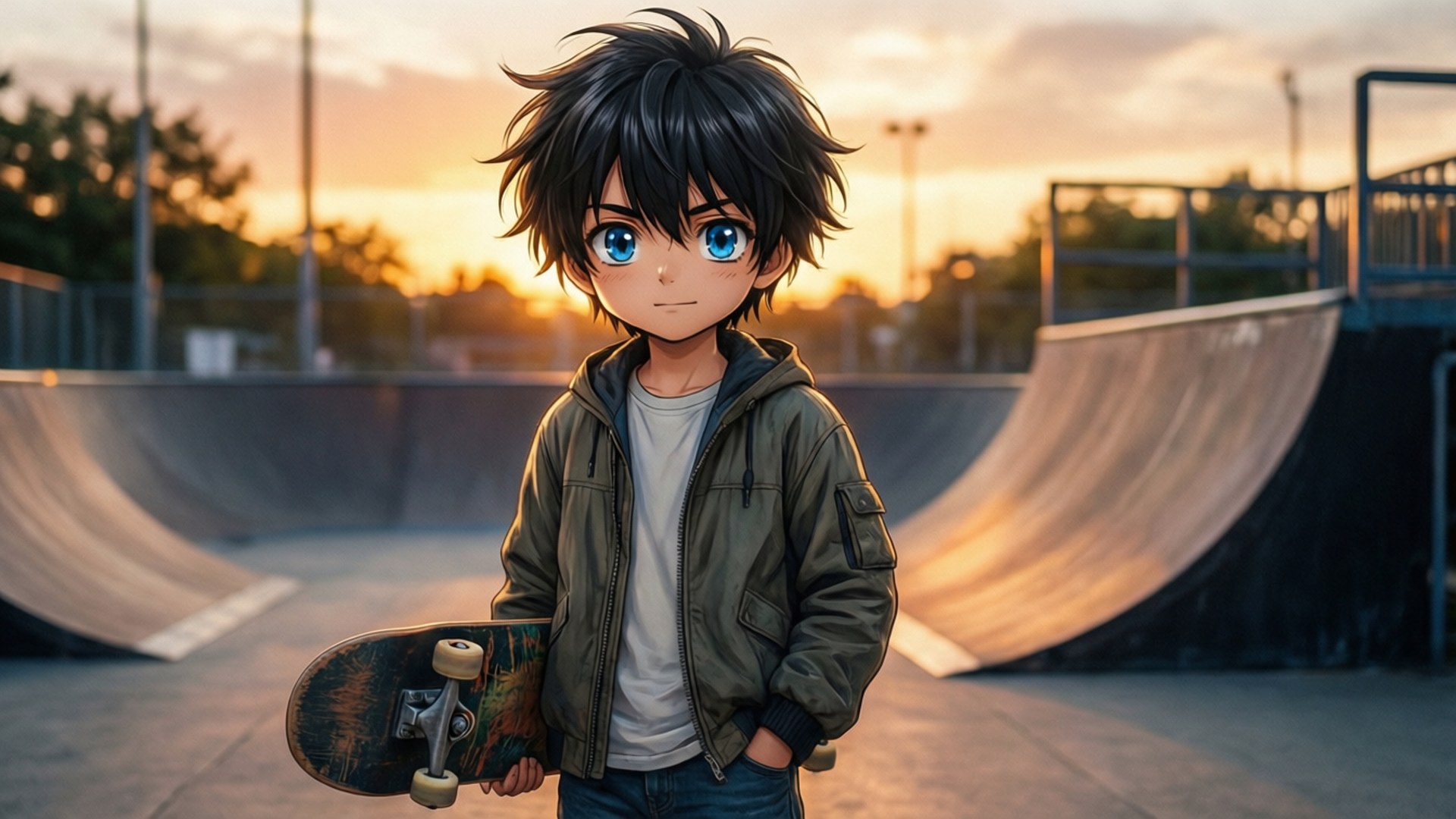 Niño Patinador al Atardecer Fondos de pantalla