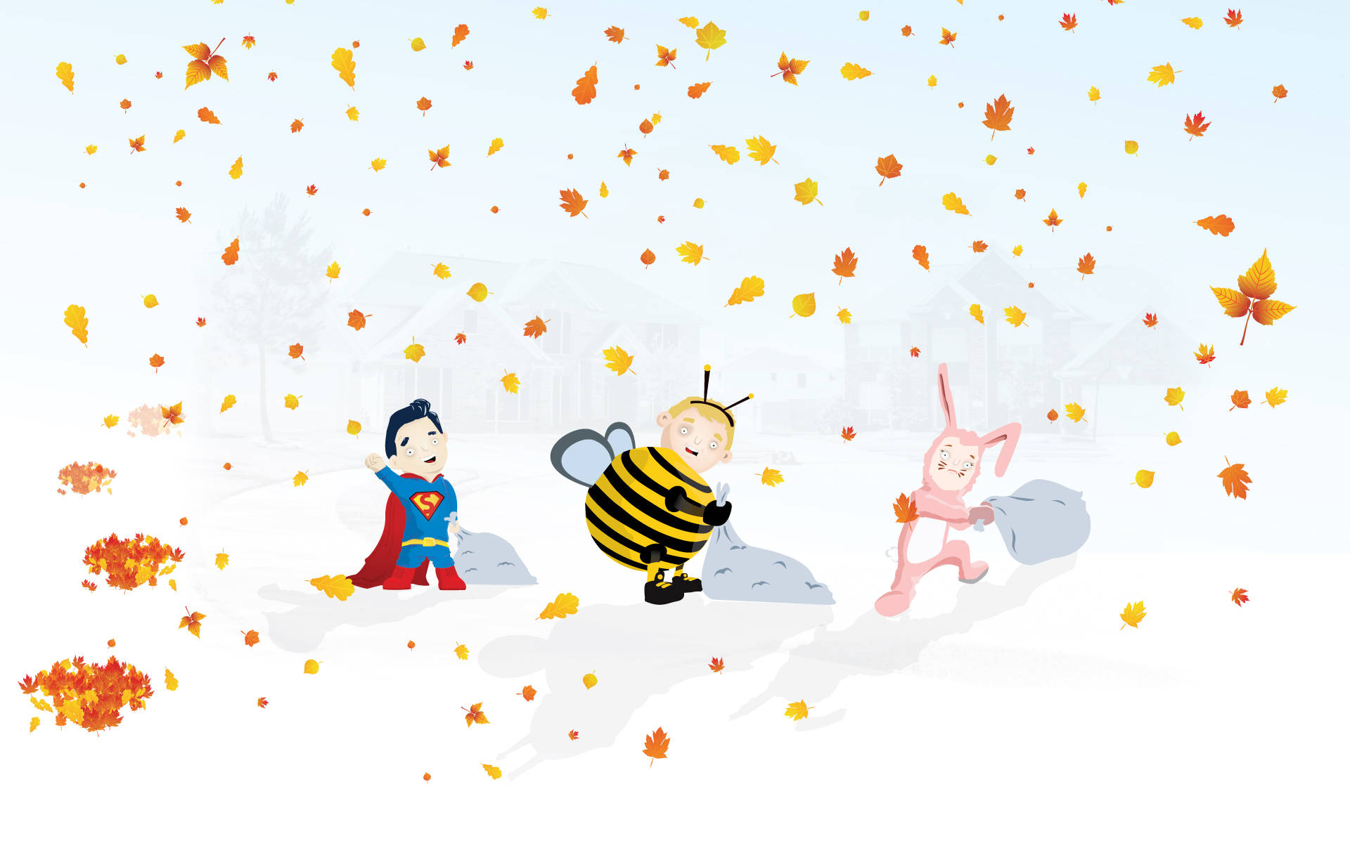 Niños Lindos de Halloween en Otoño Fondos de pantalla