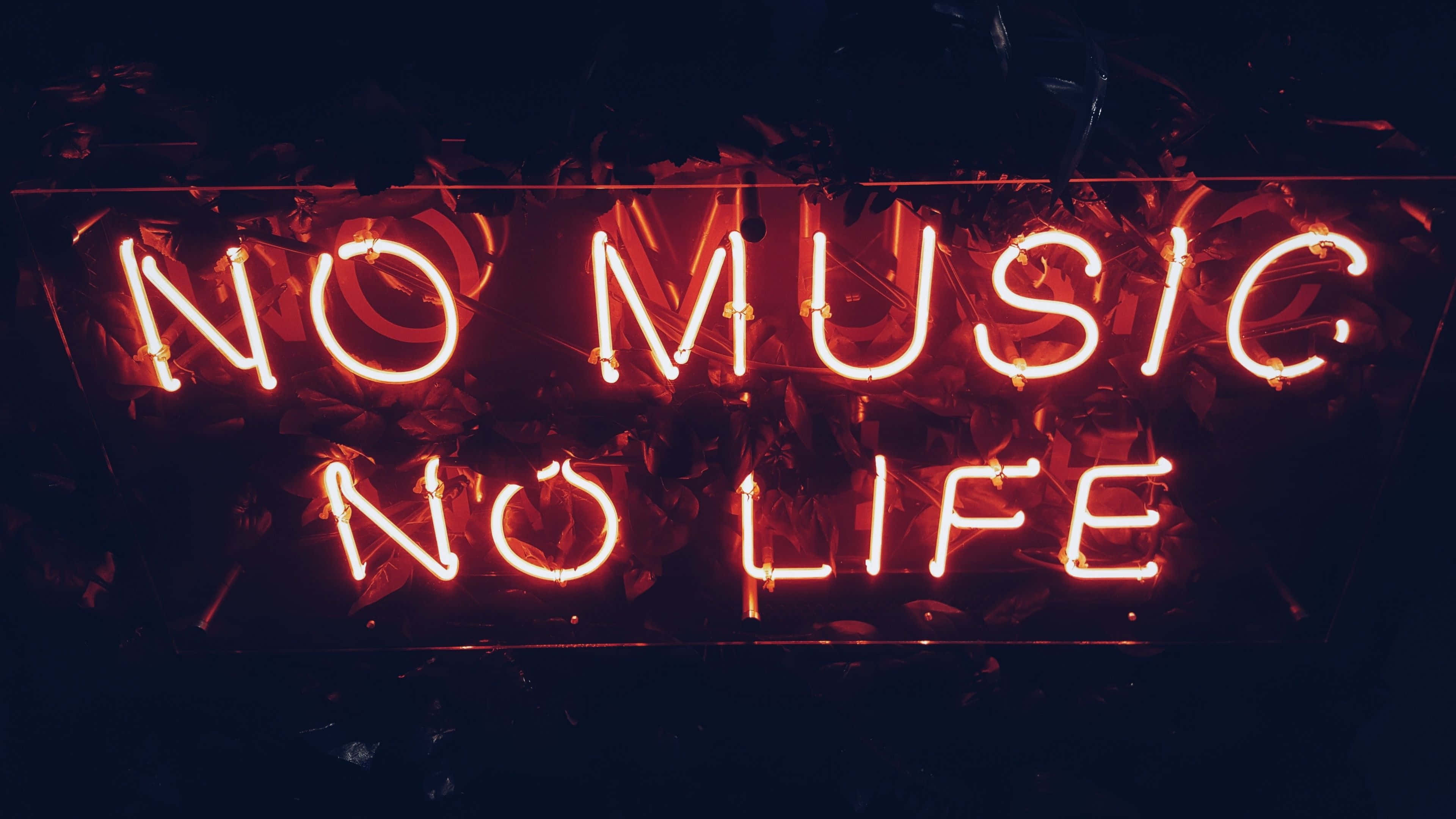 No Music No Life en neón rojo y negro Fondos de pantalla