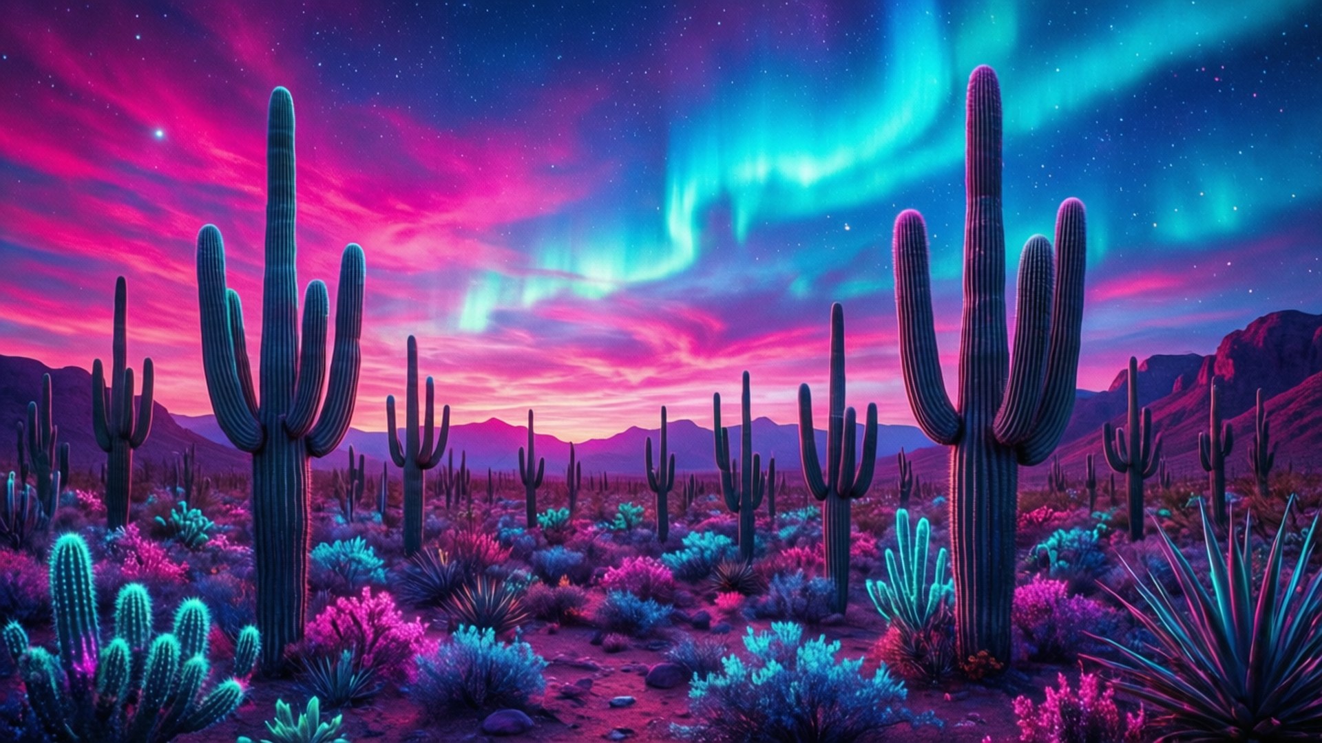 Noche de Desierto Neón Fondos de pantalla